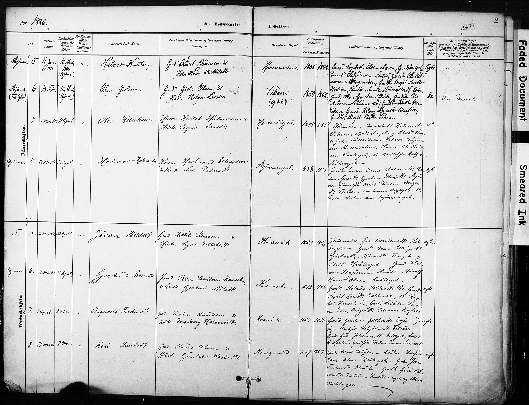 Nore kirkebøker, AV/SAKO-A-238/F/Fb/L0002: Parish register (official) no. II 2, 1886-1906, p. 2