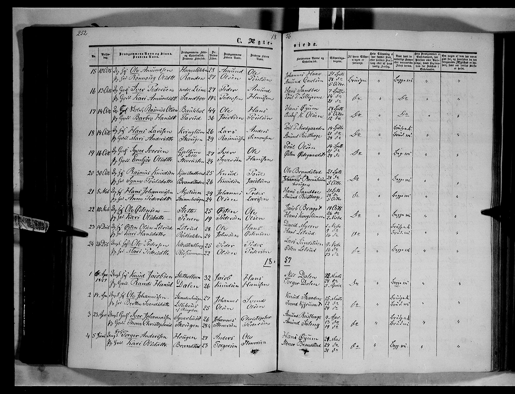 Nord-Fron prestekontor, AV/SAH-PREST-080/H/Ha/Haa/L0001: Parish register (official) no. 1, 1851-1864, p. 252