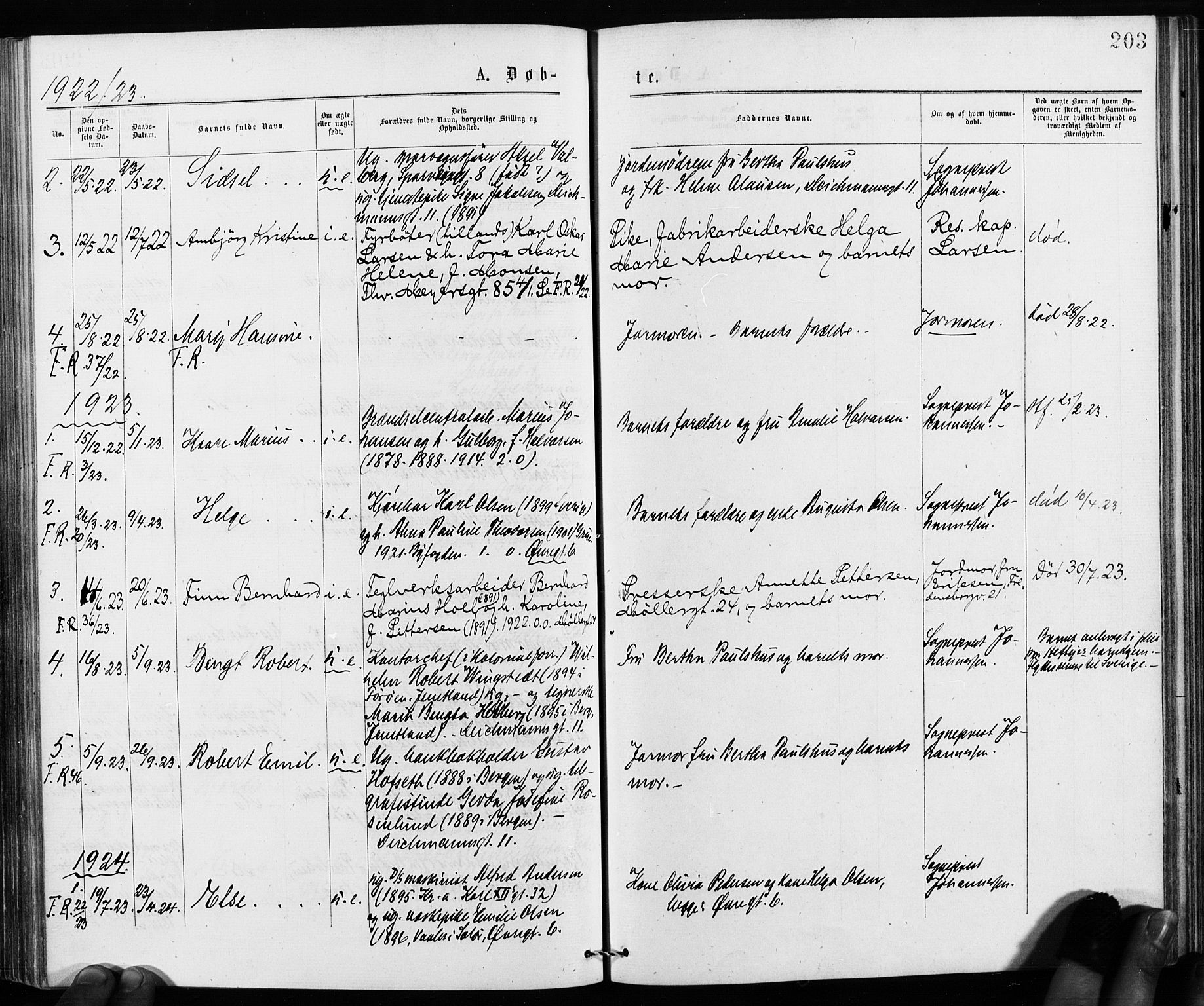 Jakob prestekontor Kirkebøker, SAO/A-10850/F/Fa/L0001: Parish register (official) no. 1, 1875-1924, p. 203