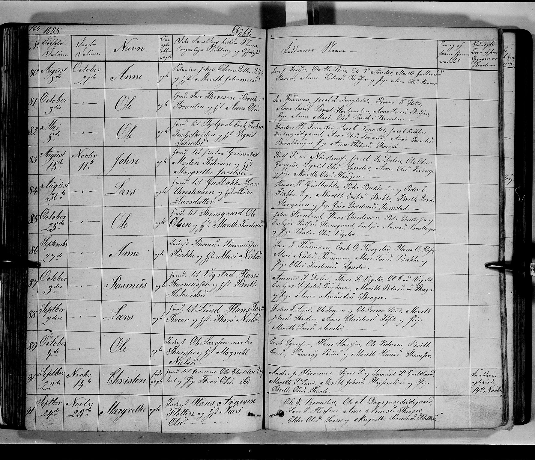 Lom prestekontor, SAH/PREST-070/L/L0004: Parish register (copy) no. 4, 1845-1864, p. 164-165