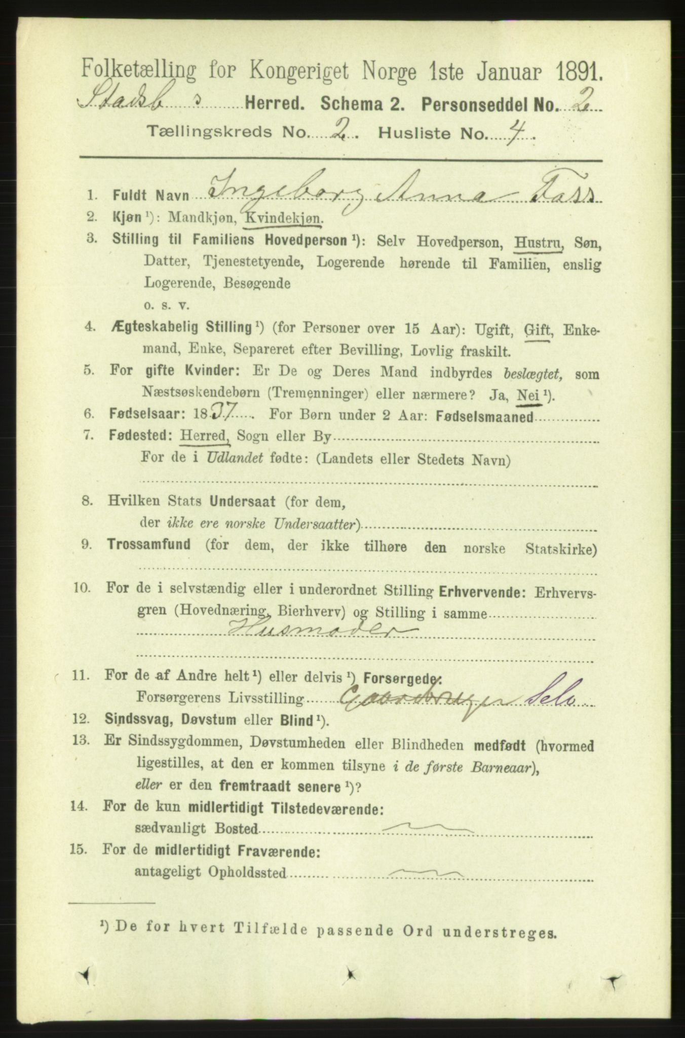 RA, 1891 census for 1625 Stadsbygd, 1891, p. 800