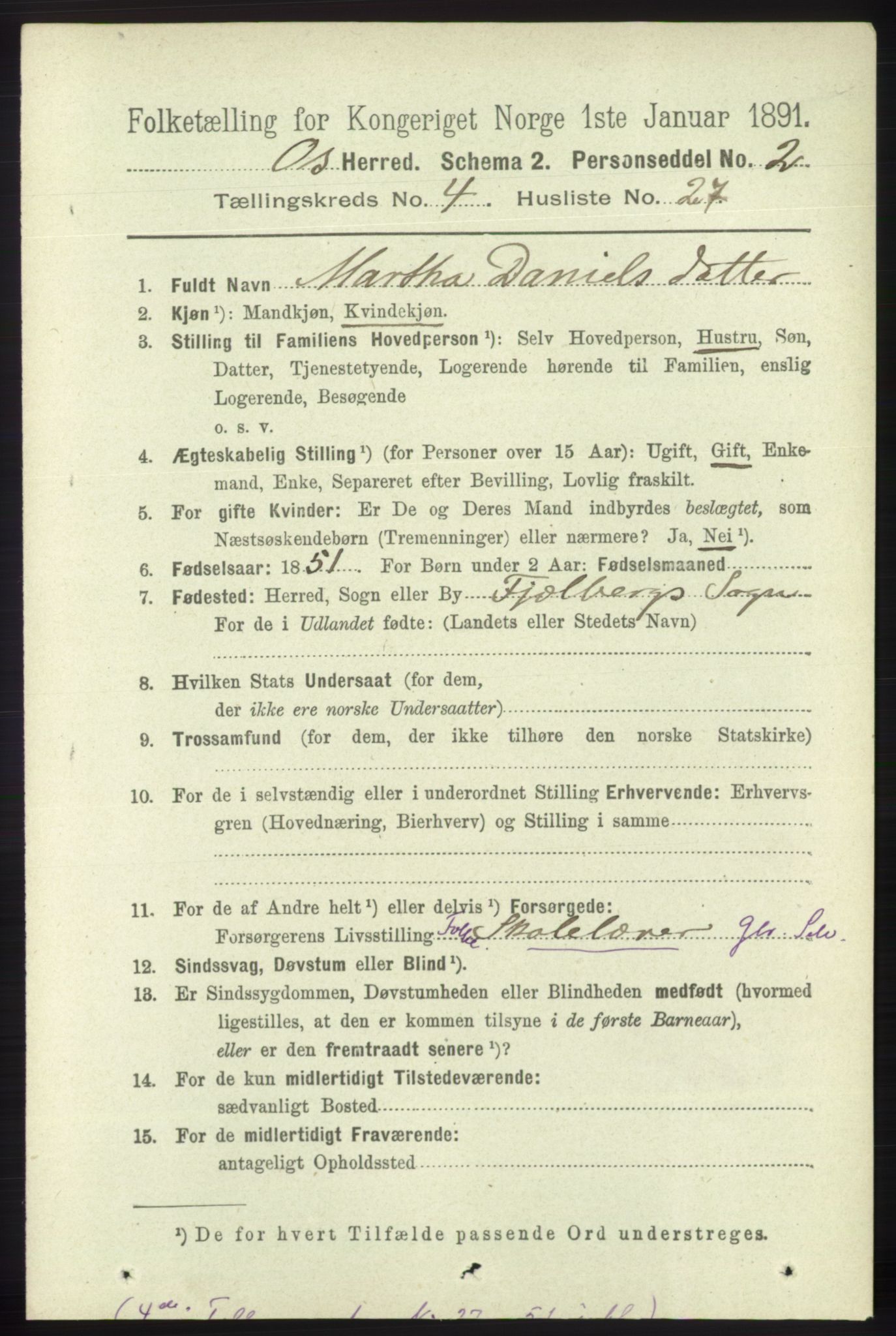 RA, 1891 census for 1243 Os, 1891, p. 1066