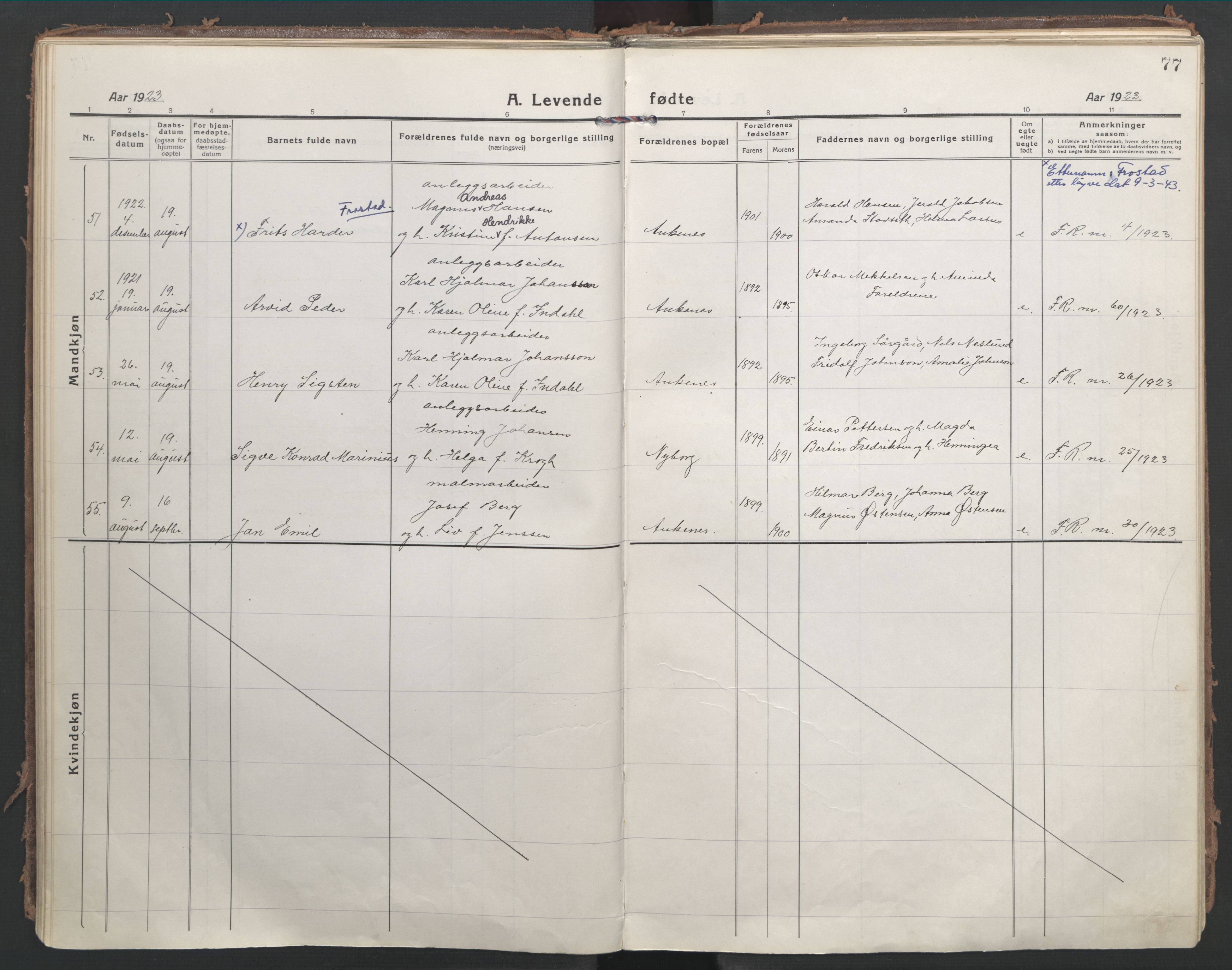 Ministerialprotokoller, klokkerbøker og fødselsregistre - Nordland, AV/SAT-A-1459/866/L0945: Parish register (official) no. 866A08, 1917-1935, p. 77