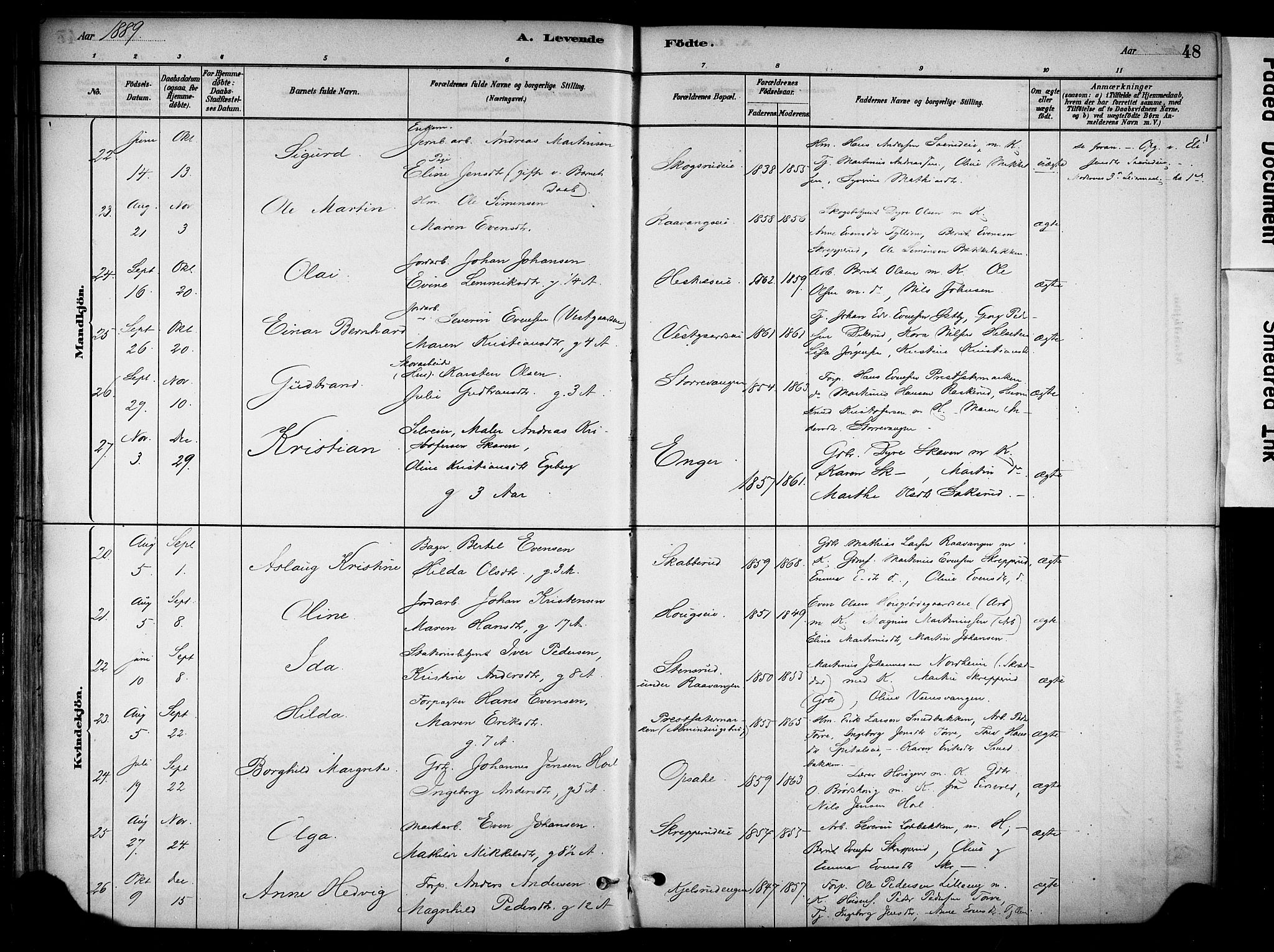 Stange prestekontor, AV/SAH-PREST-002/K/L0018: Parish register (official) no. 18, 1880-1896, p. 48