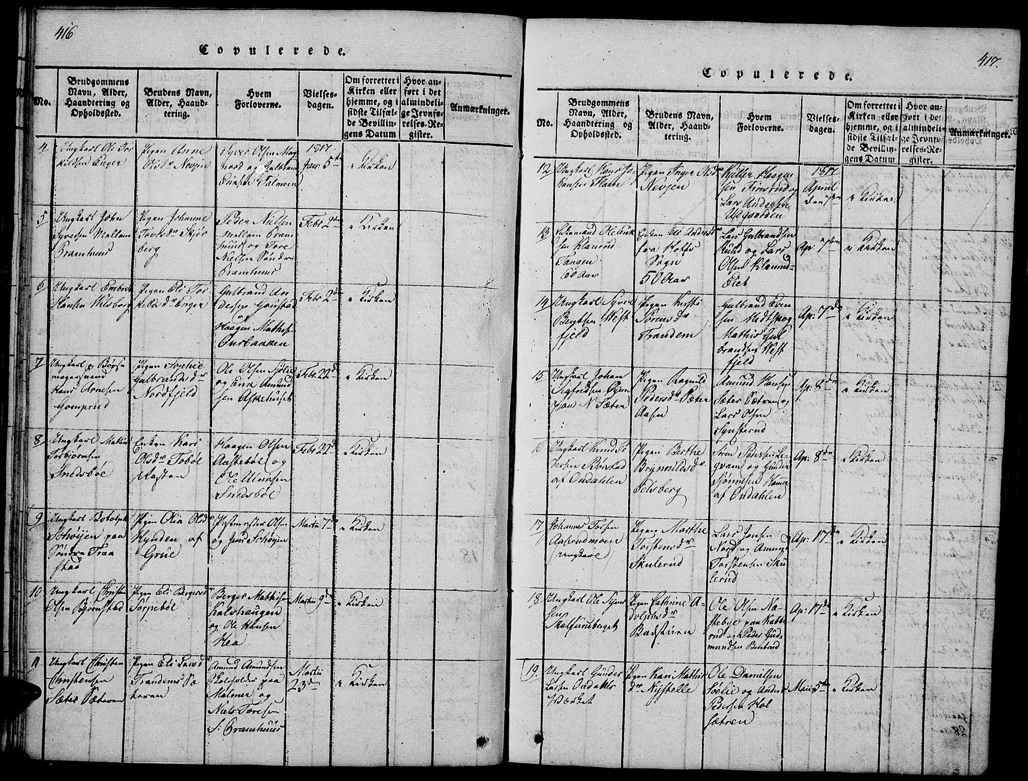 Vinger prestekontor, SAH/PREST-024/H/Ha/Hab/L0001: Parish register (copy) no. 1, 1814-1825, p. 416-417