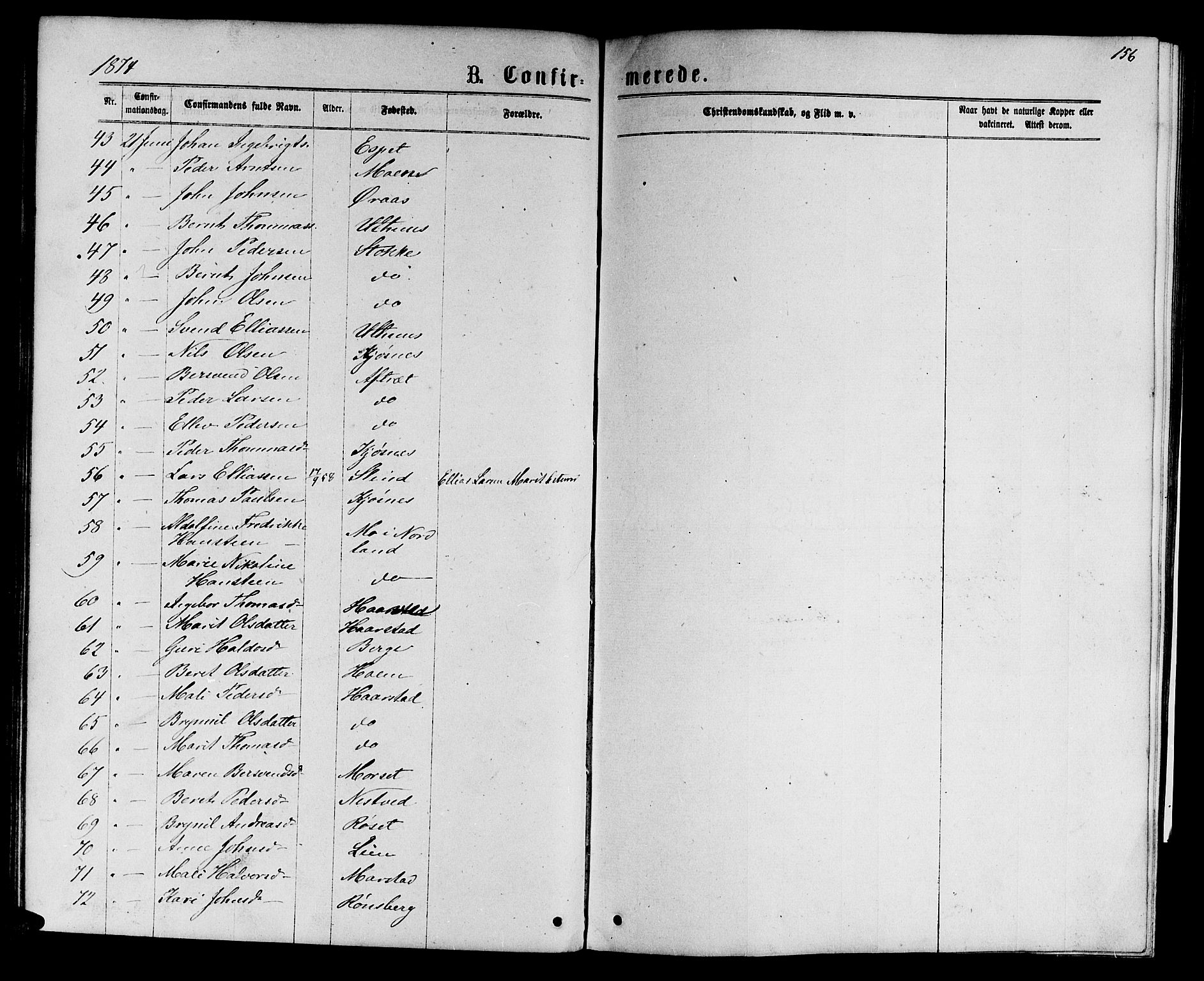 Ministerialprotokoller, klokkerbøker og fødselsregistre - Sør-Trøndelag, SAT/A-1456/695/L1156: Parish register (copy) no. 695C07, 1869-1888, p. 156