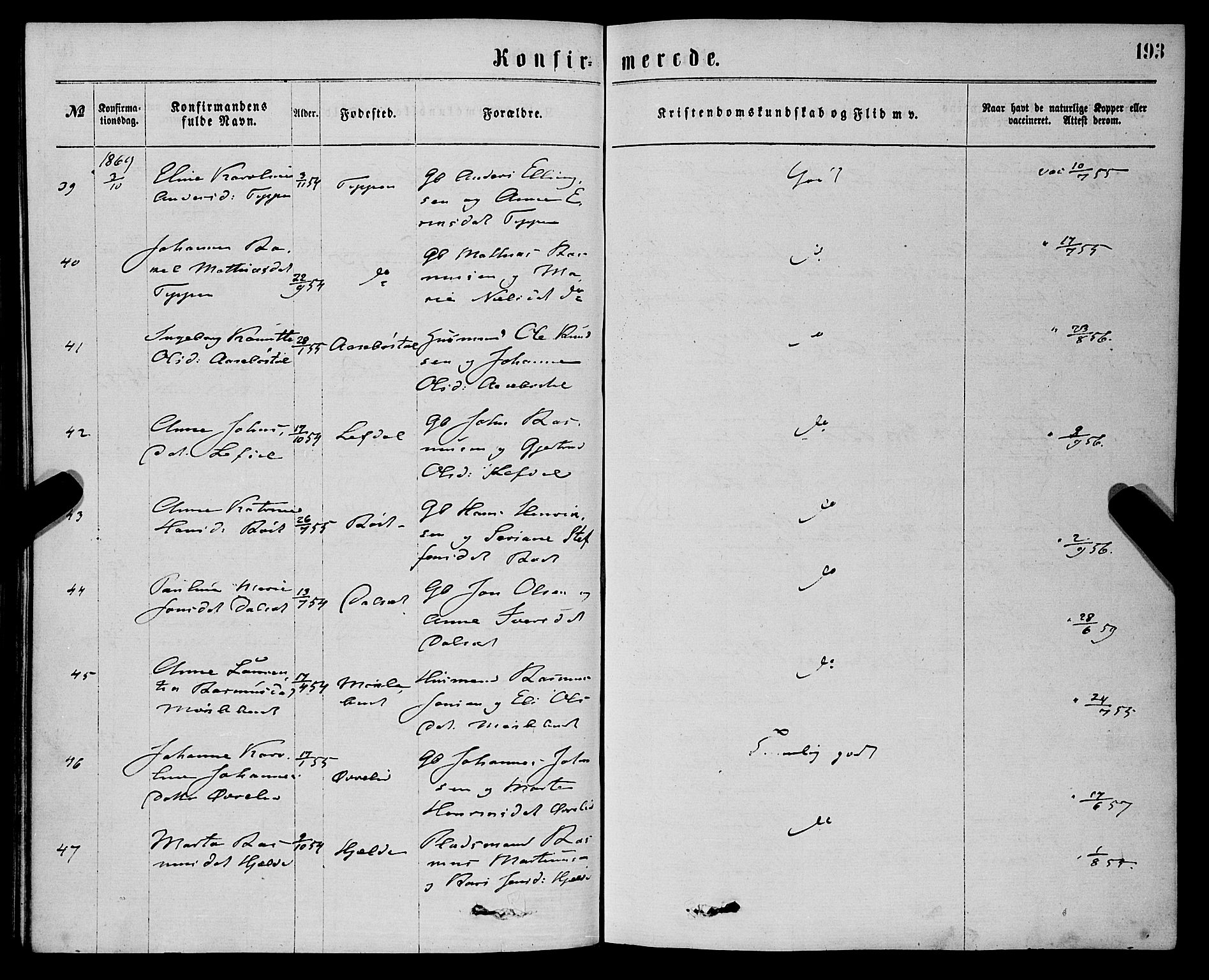 Eid sokneprestembete, AV/SAB-A-82301/H/Haa/Haaa/L0010: Parish register (official) no. A 10, 1867-1878, p. 193