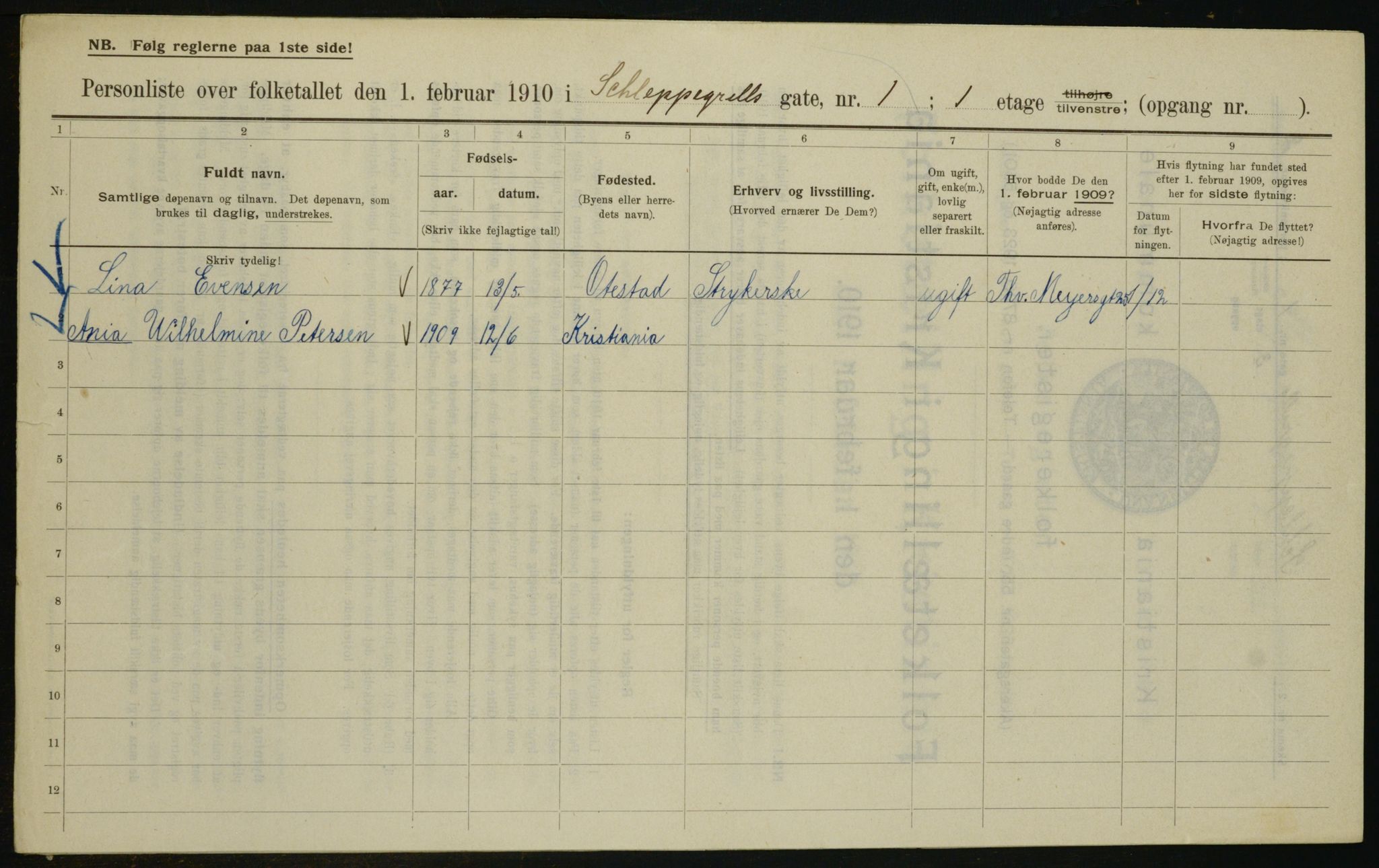 OBA, Municipal Census 1910 for Kristiania, 1910, p. 85634