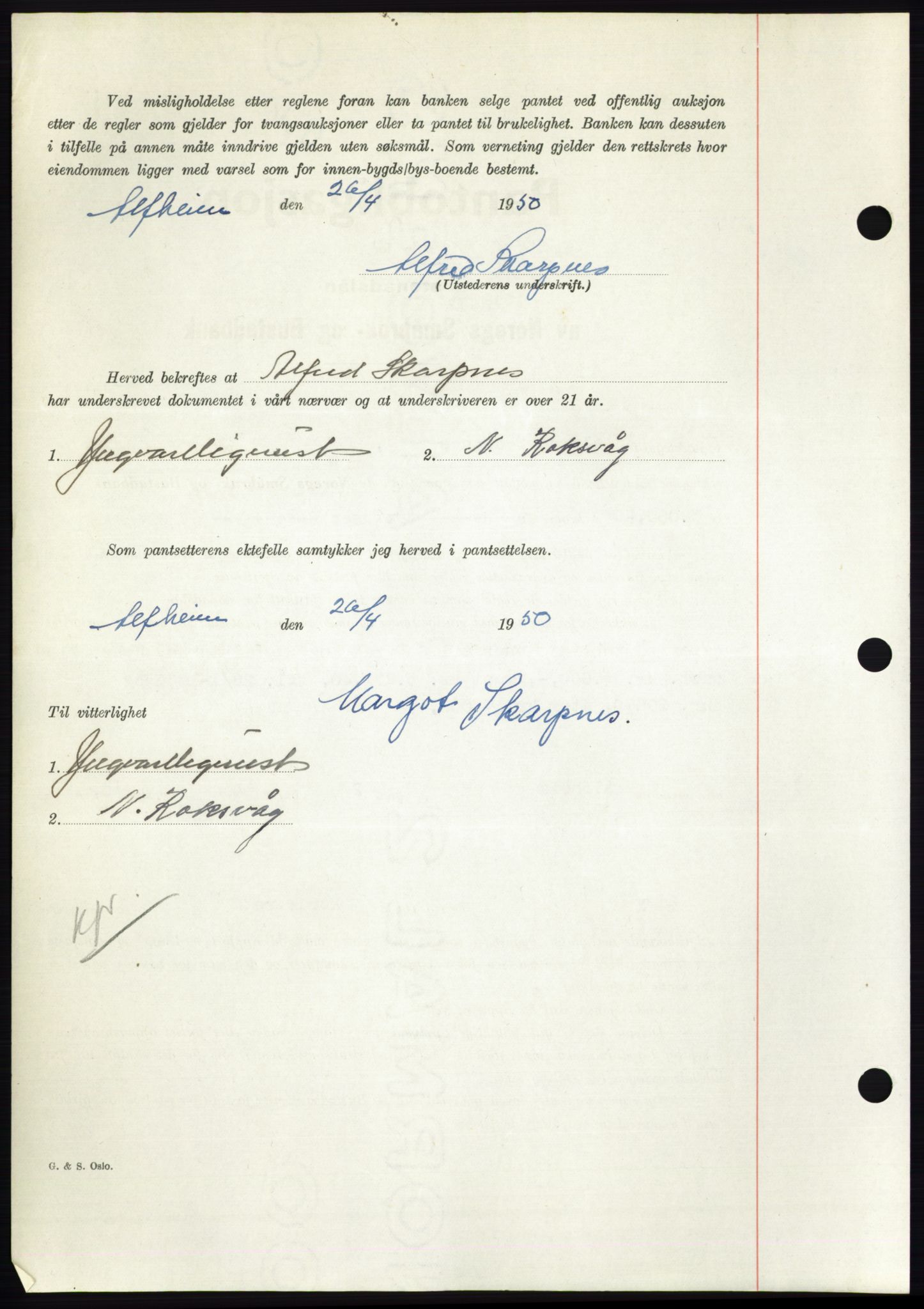 Nordmøre sorenskriveri, AV/SAT-A-4132/1/2/2Ca: Mortgage book no. B104, 1950-1950, Diary no: : 1491/1950