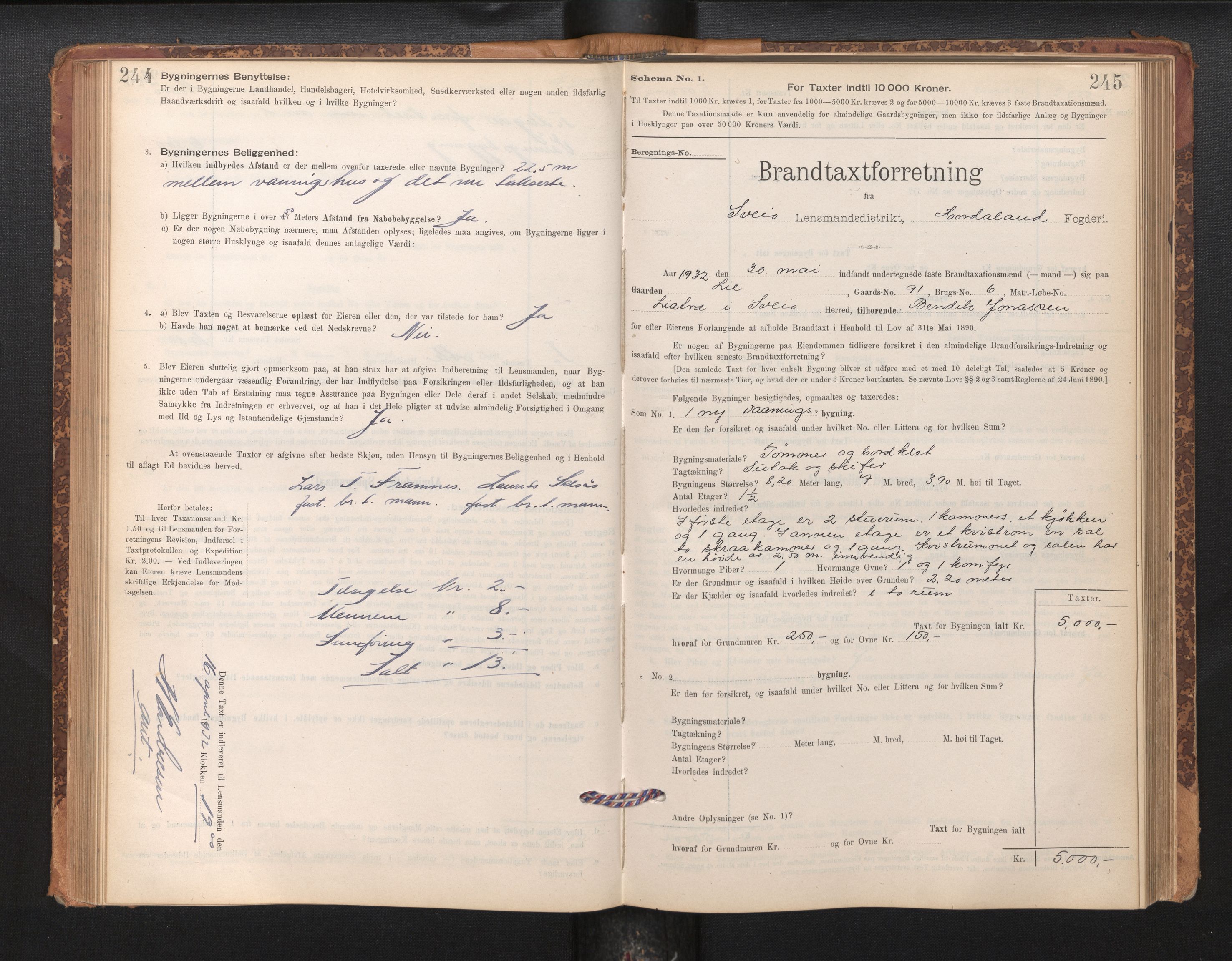Lensmannen i Sveio, AV/SAB-A-35301/0012/L0008: Branntakstprotokoll, skjematakst, 1912-1939, p. 244-245