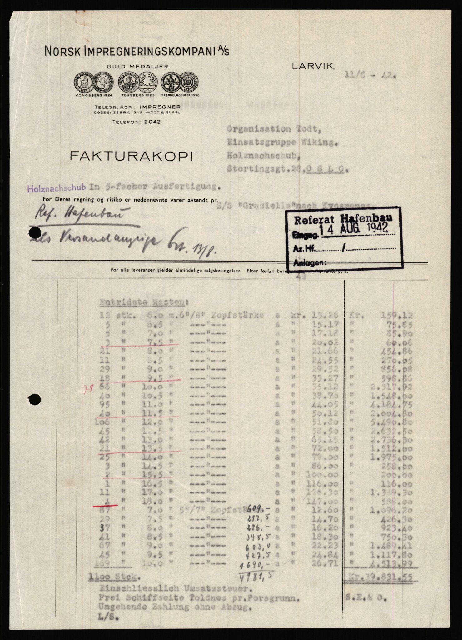 Tyske arkiver, Organisation Todt (OT), Einsatzgruppe Wiking, AV/RA-RAFA-2188/1/E/E6/E6c/L0007: Nachschub: Arkivkode 9451-9490, 1940-1945, p. 100