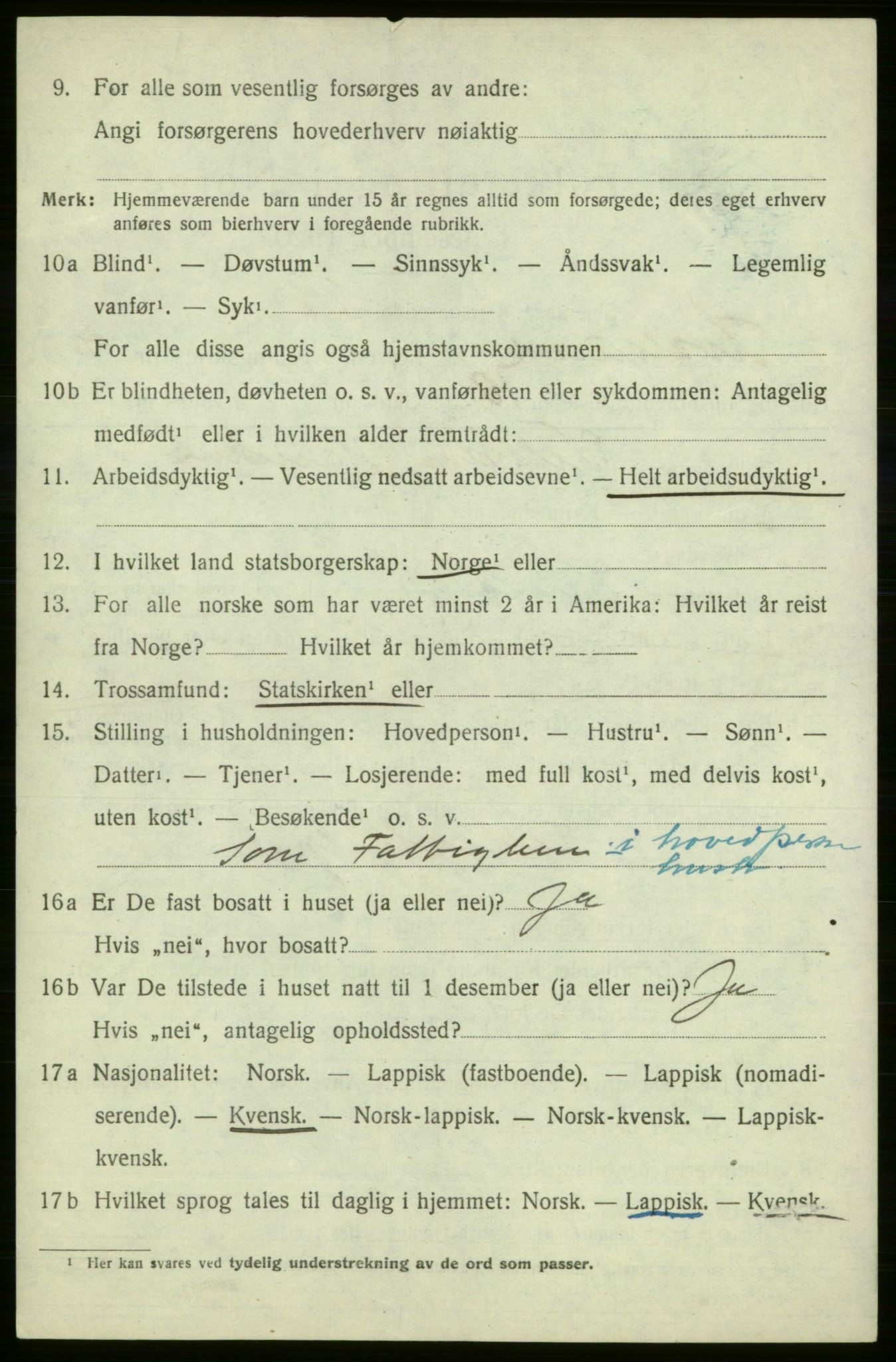 SATØ, 1920 census for , 1920, p. 2885