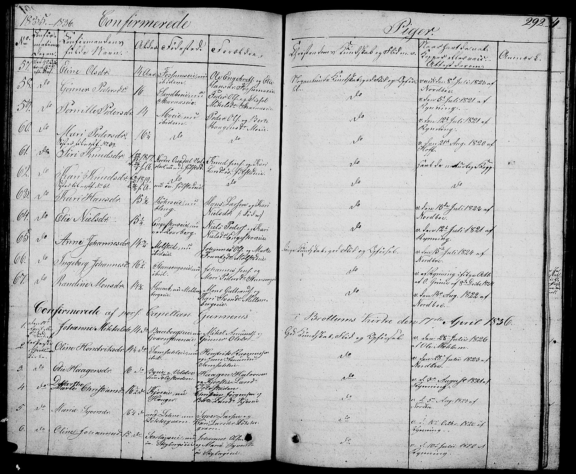 Ringsaker prestekontor, AV/SAH-PREST-014/L/La/L0004: Parish register (copy) no. 4, 1827-1838, p. 292