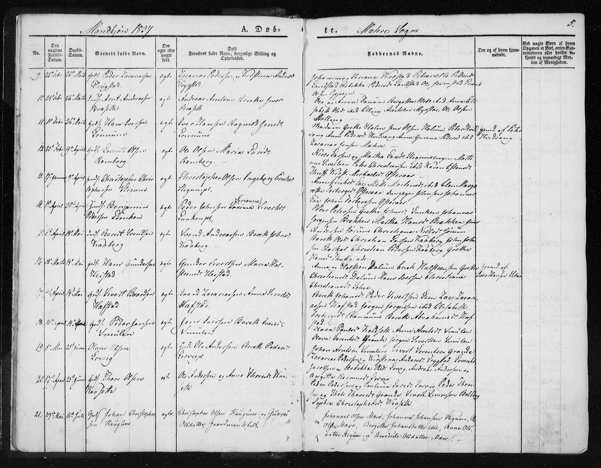 Ministerialprotokoller, klokkerbøker og fødselsregistre - Nord-Trøndelag, AV/SAT-A-1458/735/L0339: Parish register (official) no. 735A06 /1, 1836-1848, p. 5