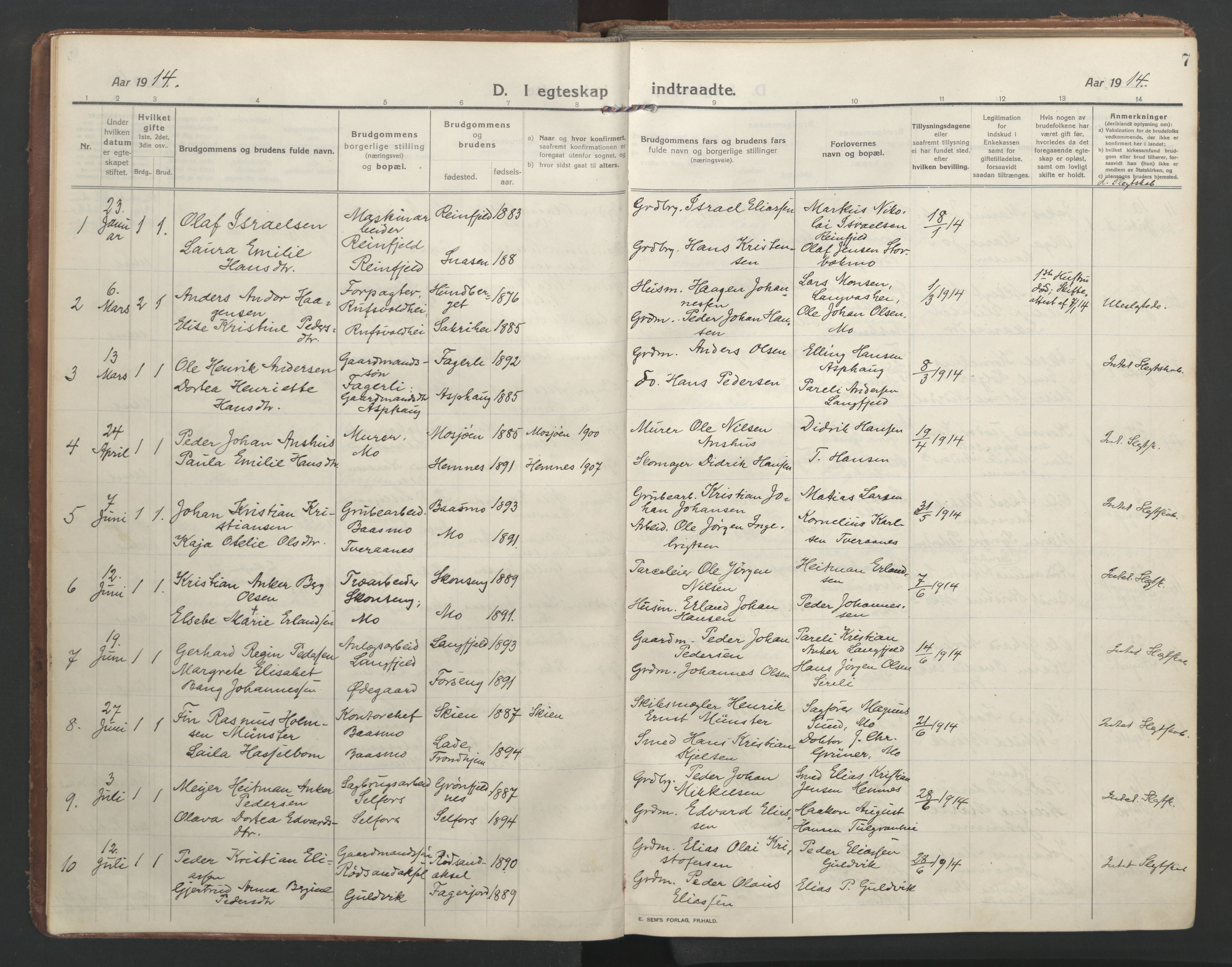 Ministerialprotokoller, klokkerbøker og fødselsregistre - Nordland, AV/SAT-A-1459/827/L0405: Parish register (official) no. 827A17, 1912-1925, p. 7