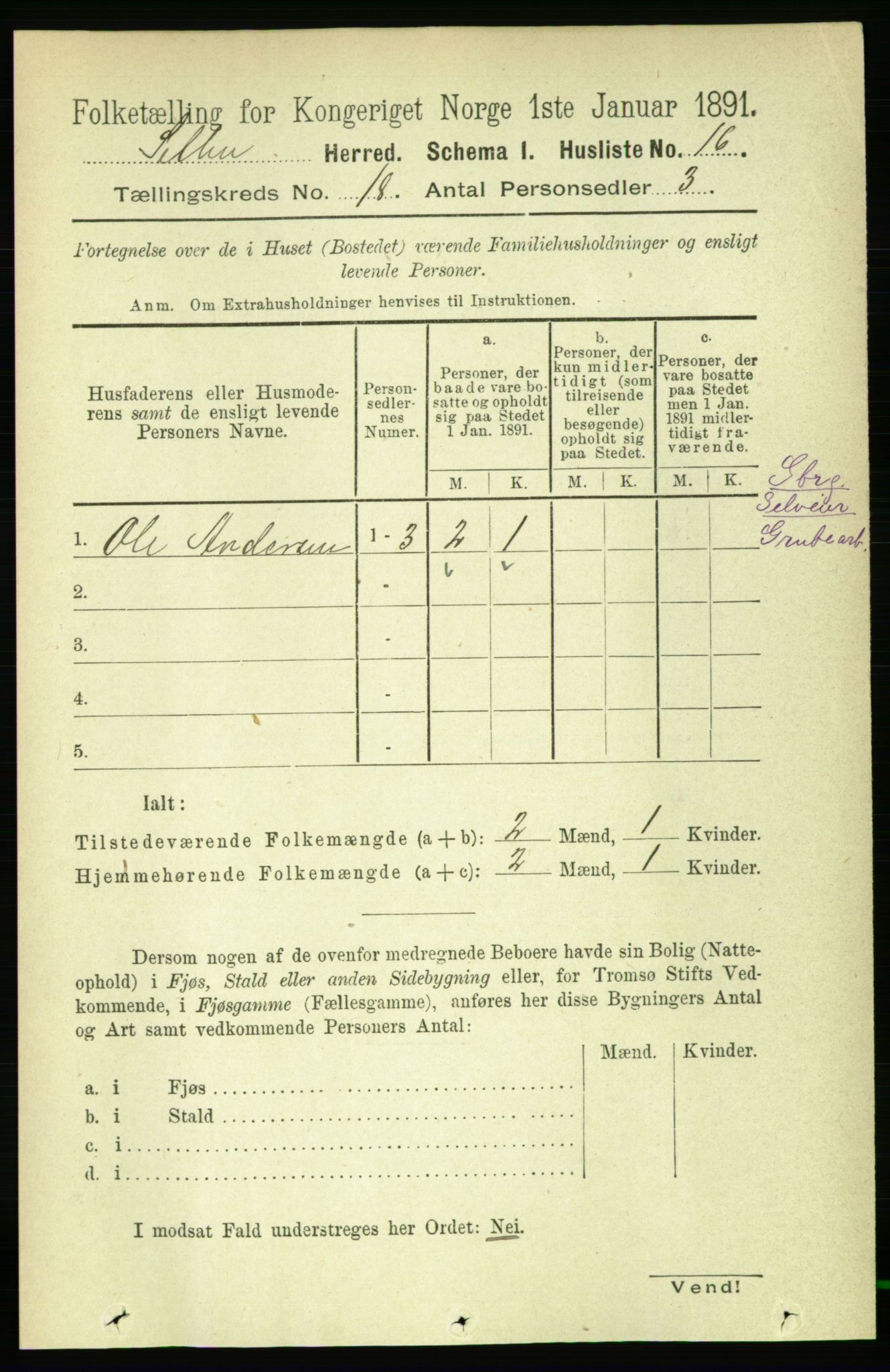 RA, 1891 census for 1664 Selbu, 1891, p. 6449