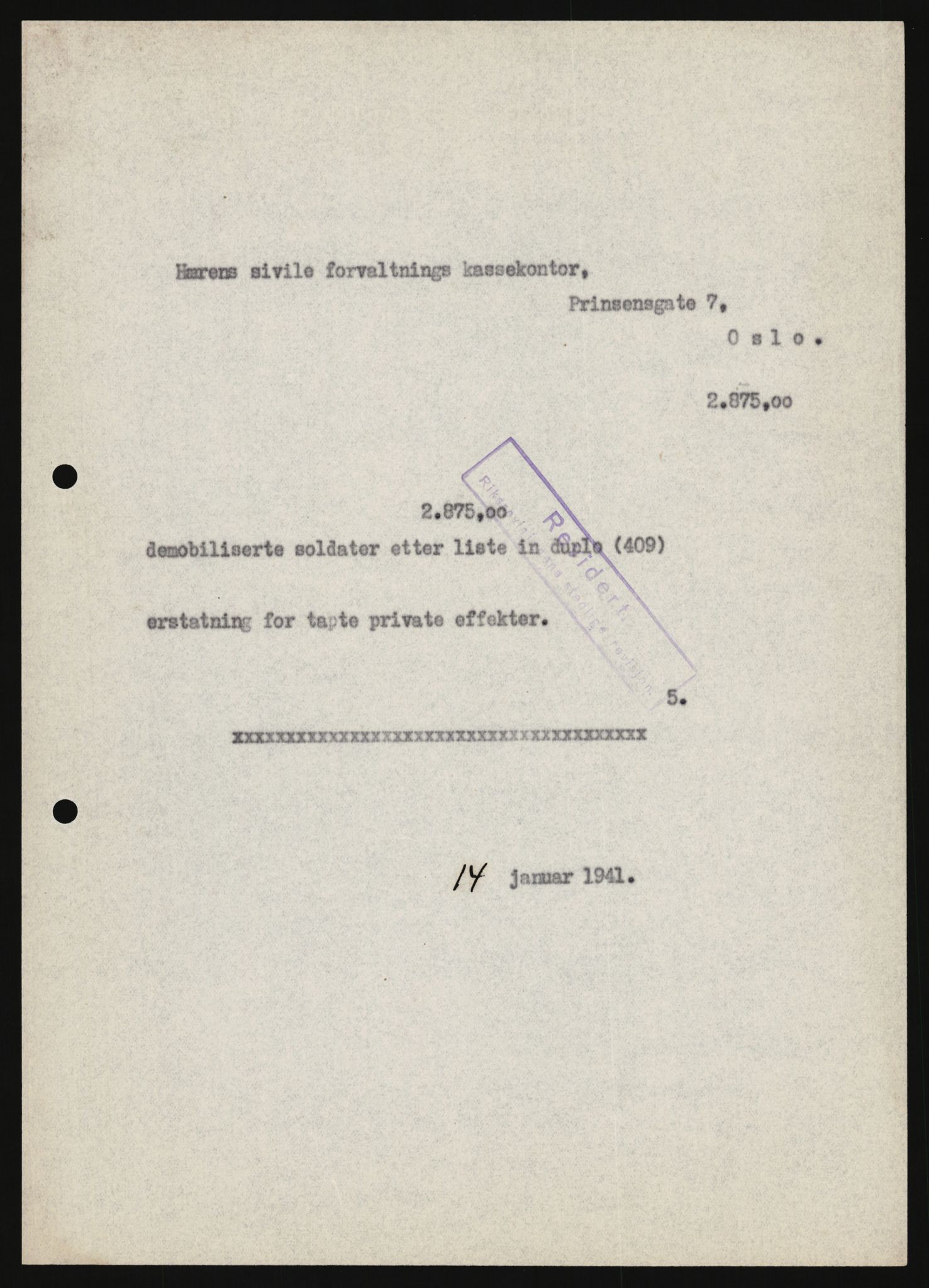 Justisdepartementet, Oppgjørsavdelingen, AV/RA-S-1056/G/Ga/L0005: Anvisningsliste nr. 385-388, 390-410, 662-725, 728-732, 736-740 og 1106-1140 over utbetalte effektsaker, 1940-1942, p. 169