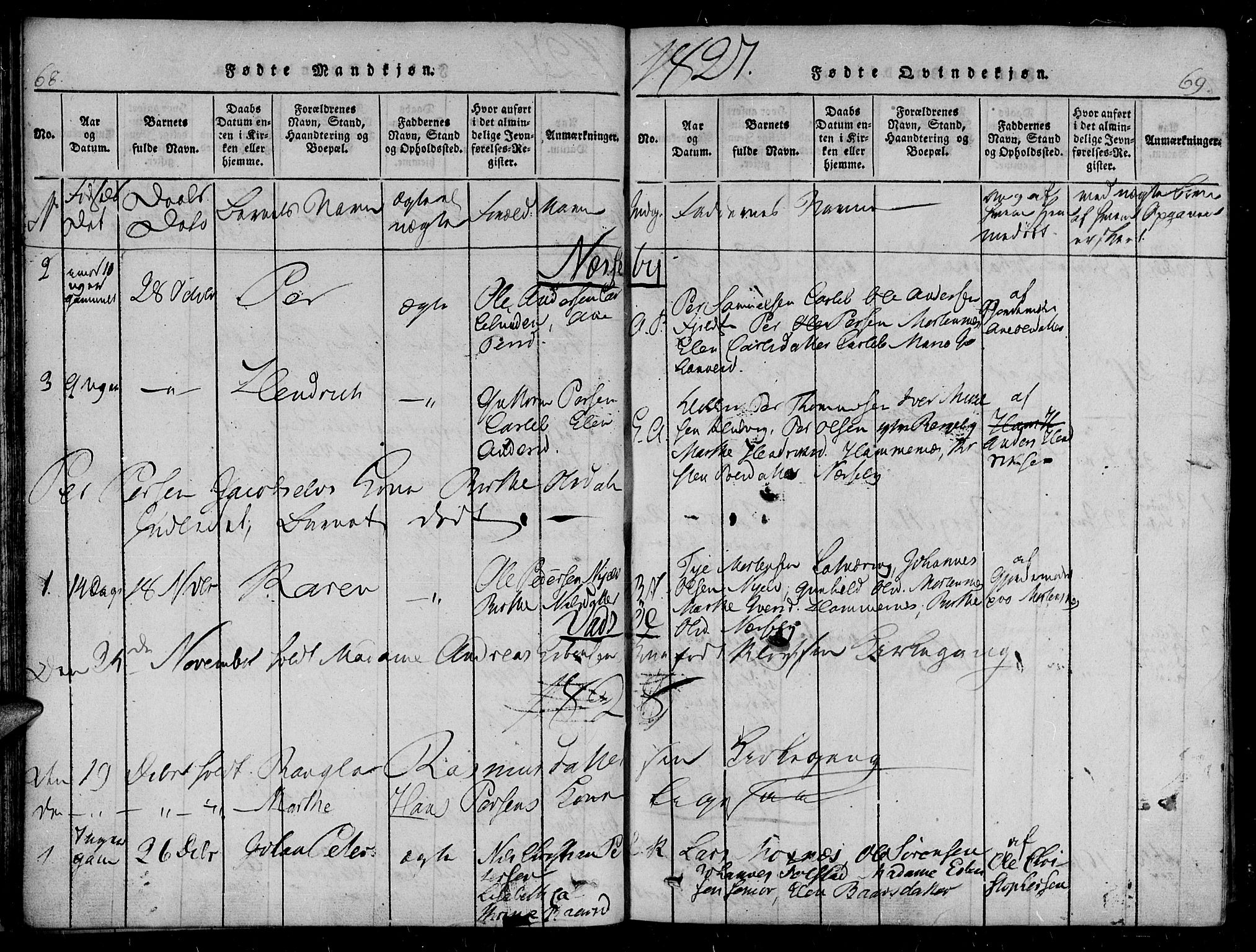 Vadsø sokneprestkontor, SATØ/S-1325/H/Ha/L0003kirke: Parish register (official) no. 3 /1, 1821-1839, p. 68-69