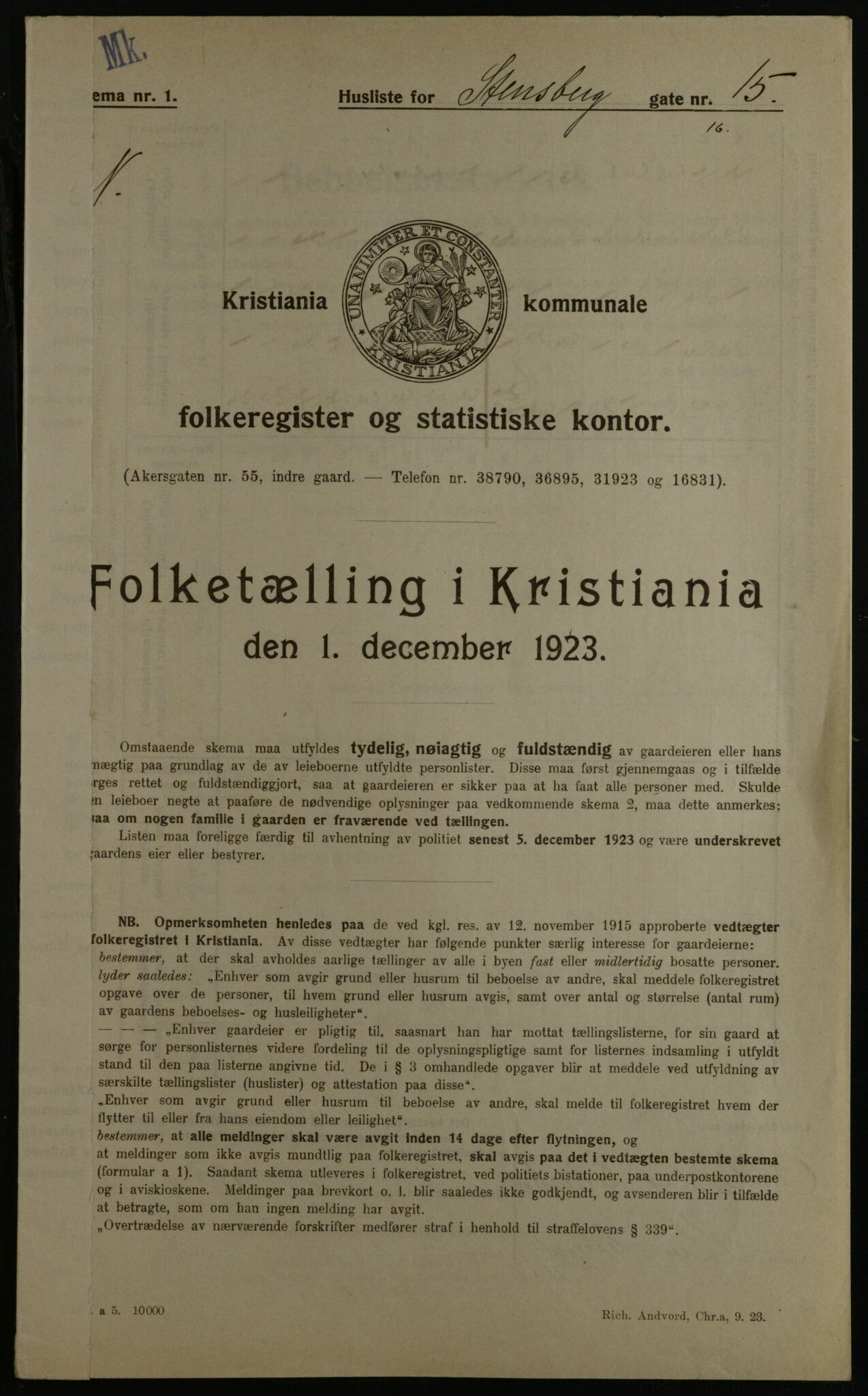 OBA, Municipal Census 1923 for Kristiania, 1923, p. 112102