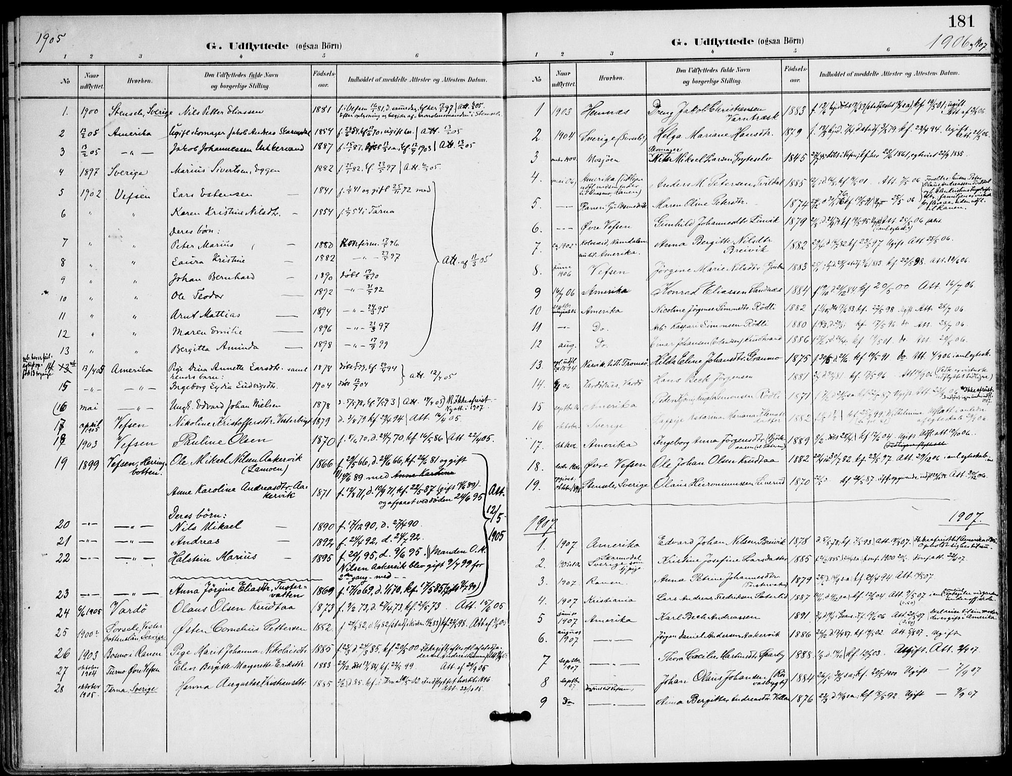 Ministerialprotokoller, klokkerbøker og fødselsregistre - Nordland, AV/SAT-A-1459/823/L0326: Parish register (official) no. 823A03, 1899-1919, p. 181