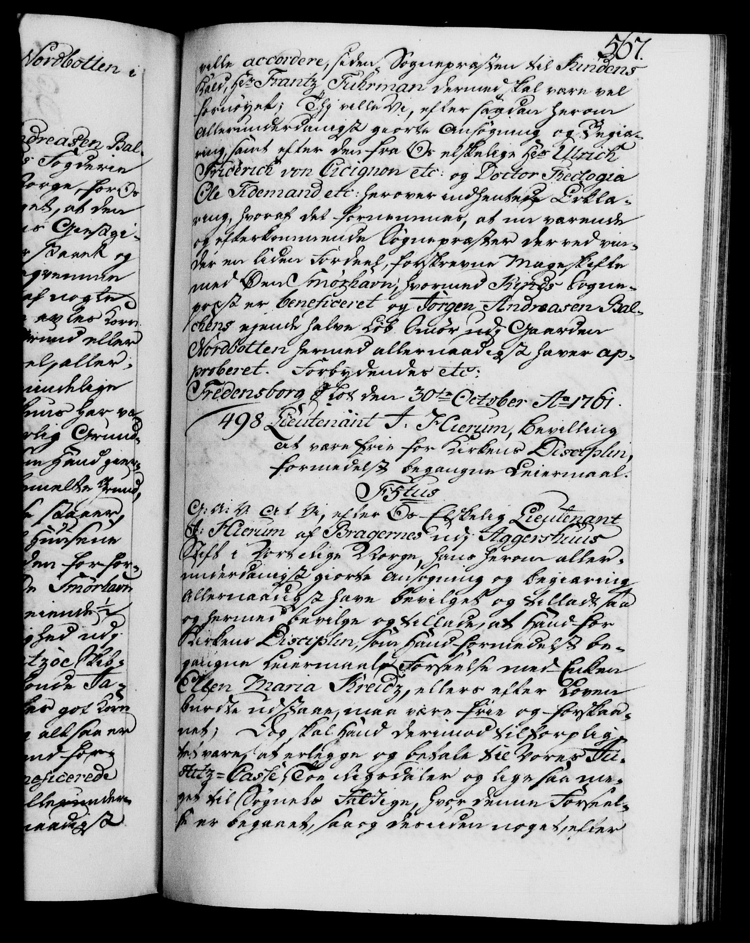 Danske Kanselli 1572-1799, AV/RA-EA-3023/F/Fc/Fca/Fcaa/L0041: Norske registre, 1760-1762, p. 567a