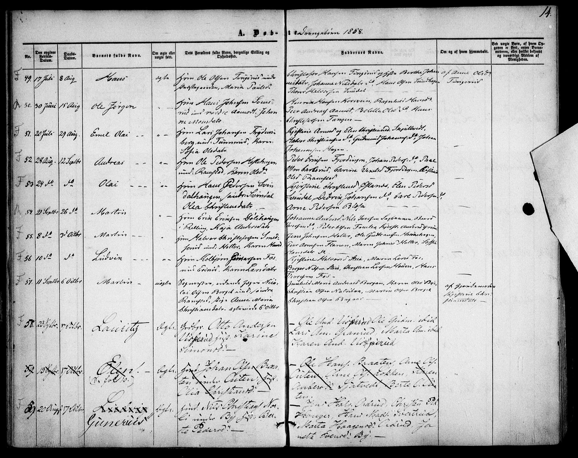 Fet prestekontor Kirkebøker, AV/SAO-A-10370a/F/Fa/L0011: Parish register (official) no. I 11, 1857-1866, p. 14