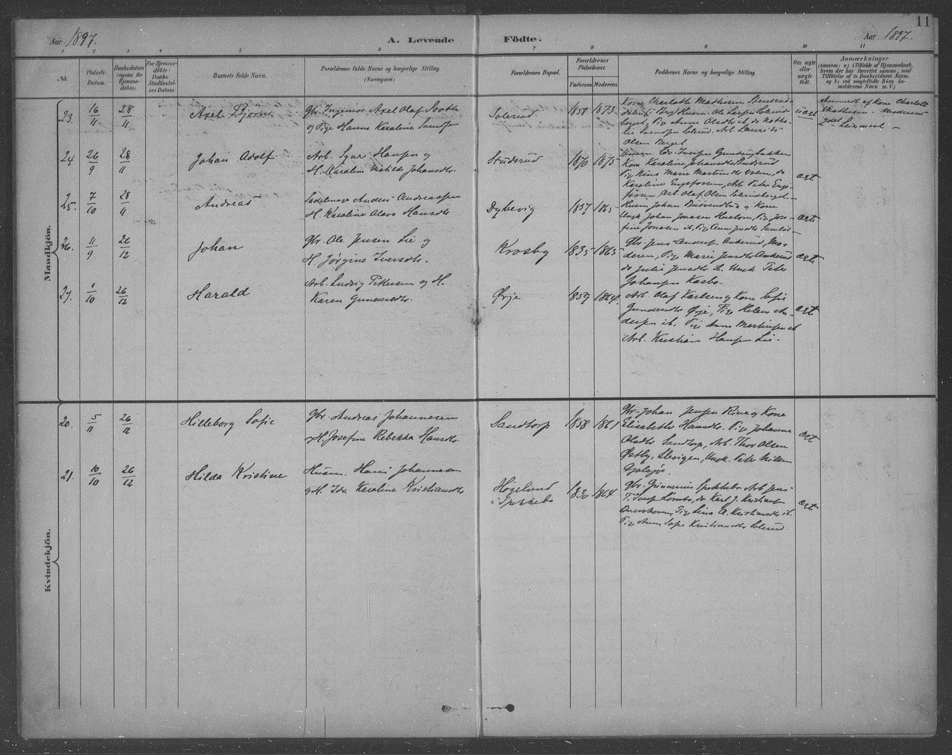 Aremark prestekontor Kirkebøker, SAO/A-10899/F/Fb/L0005: Parish register (official) no. II 5, 1895-1919, p. 11