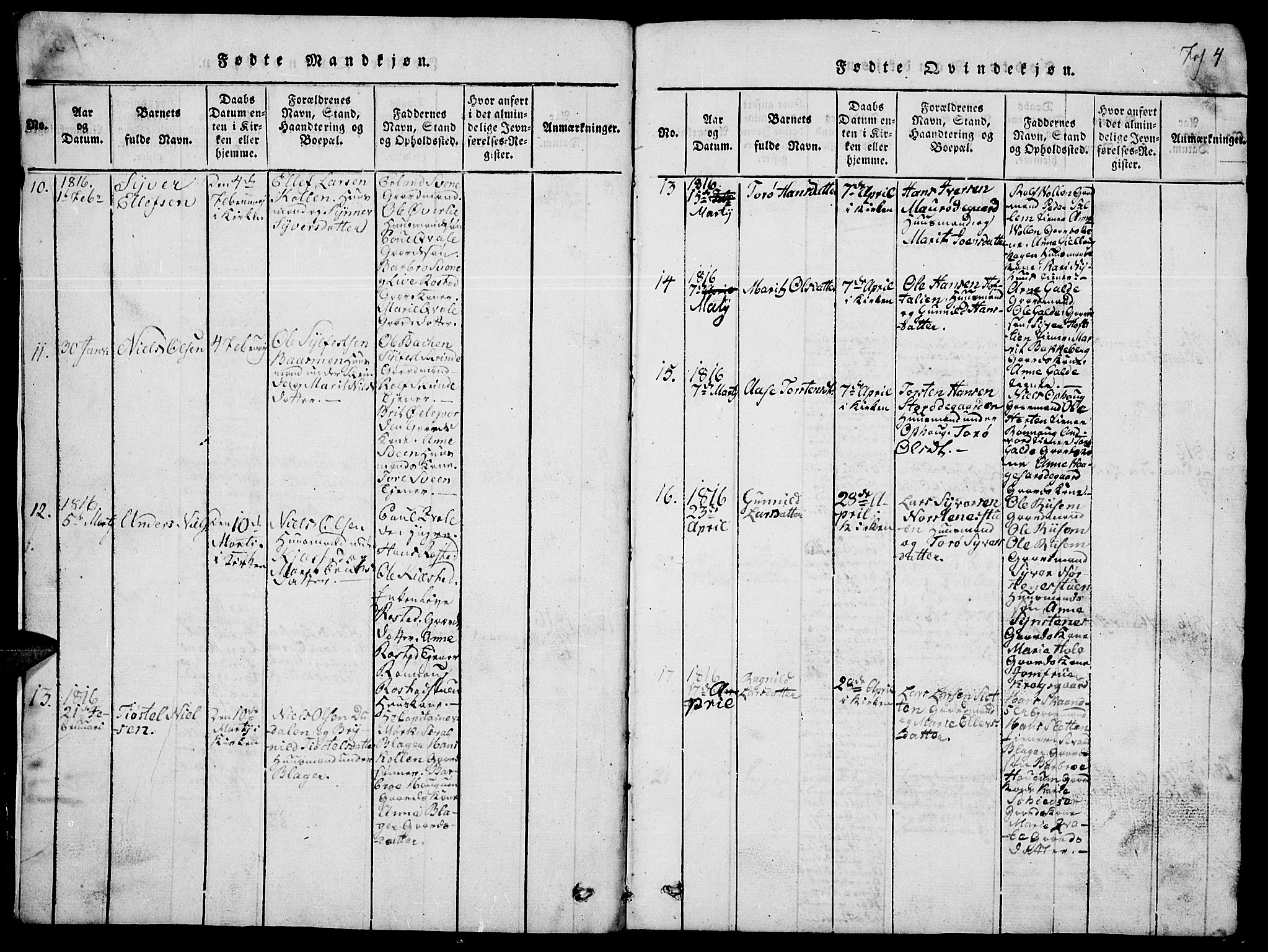 Lom prestekontor, SAH/PREST-070/L/L0001: Parish register (copy) no. 1, 1815-1836, p. 4