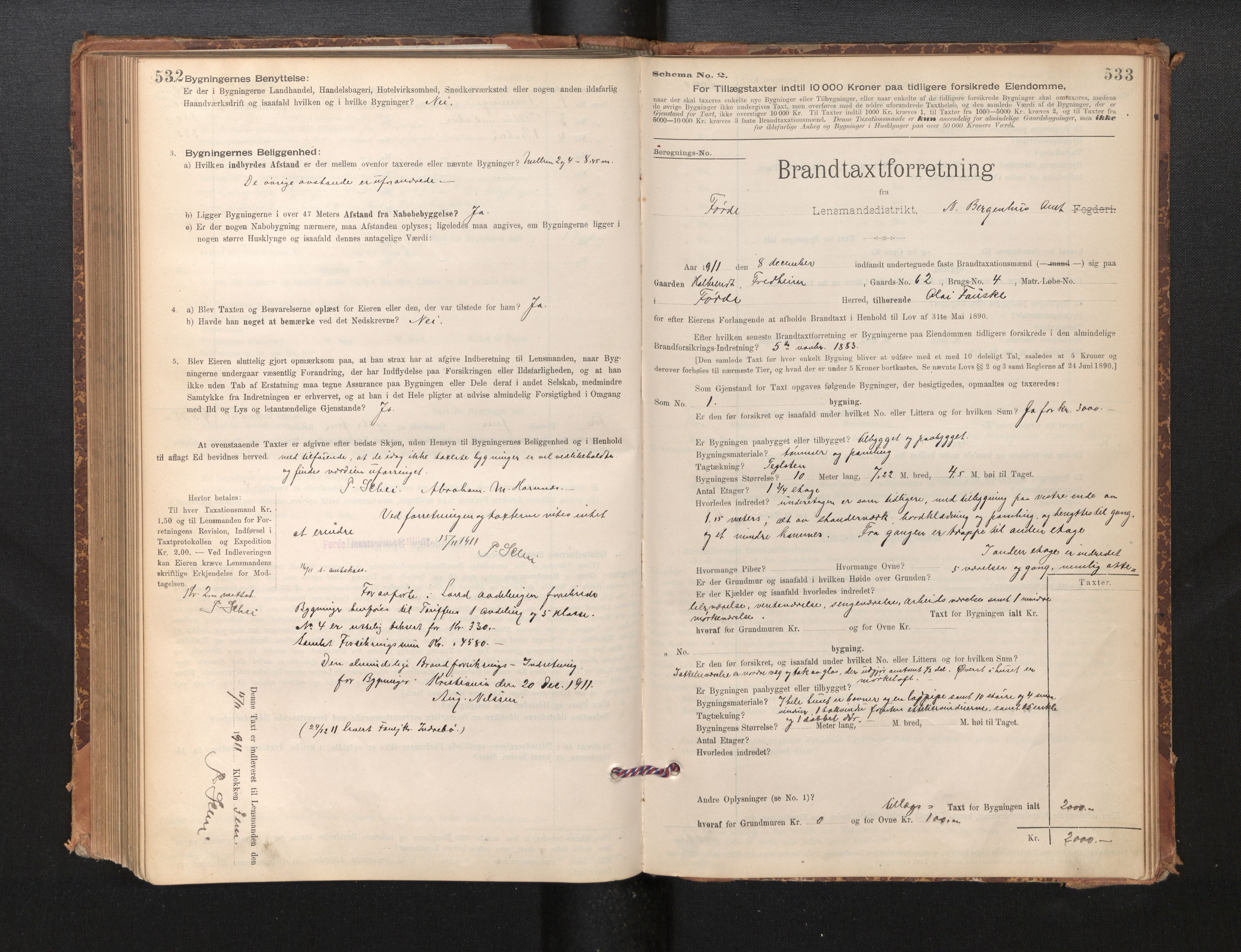 Lensmannen i Førde, AV/SAB-A-27401/0012/L0008: Branntakstprotokoll, skjematakst, 1895-1922, p. 532-533