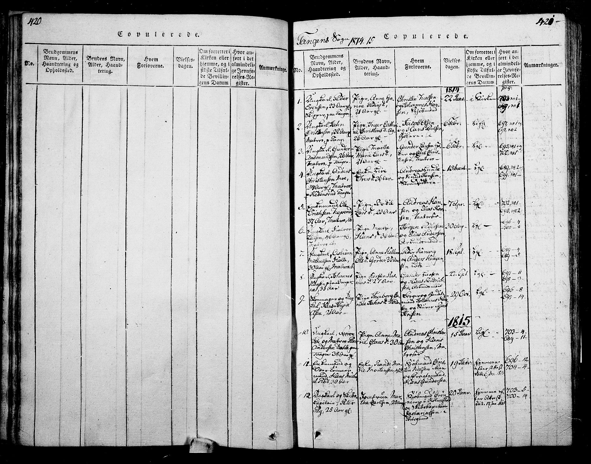 Skoger kirkebøker, SAKO/A-59/F/Fa/L0002: Parish register (official) no. I 2 /2, 1814-1842, p. 420-421