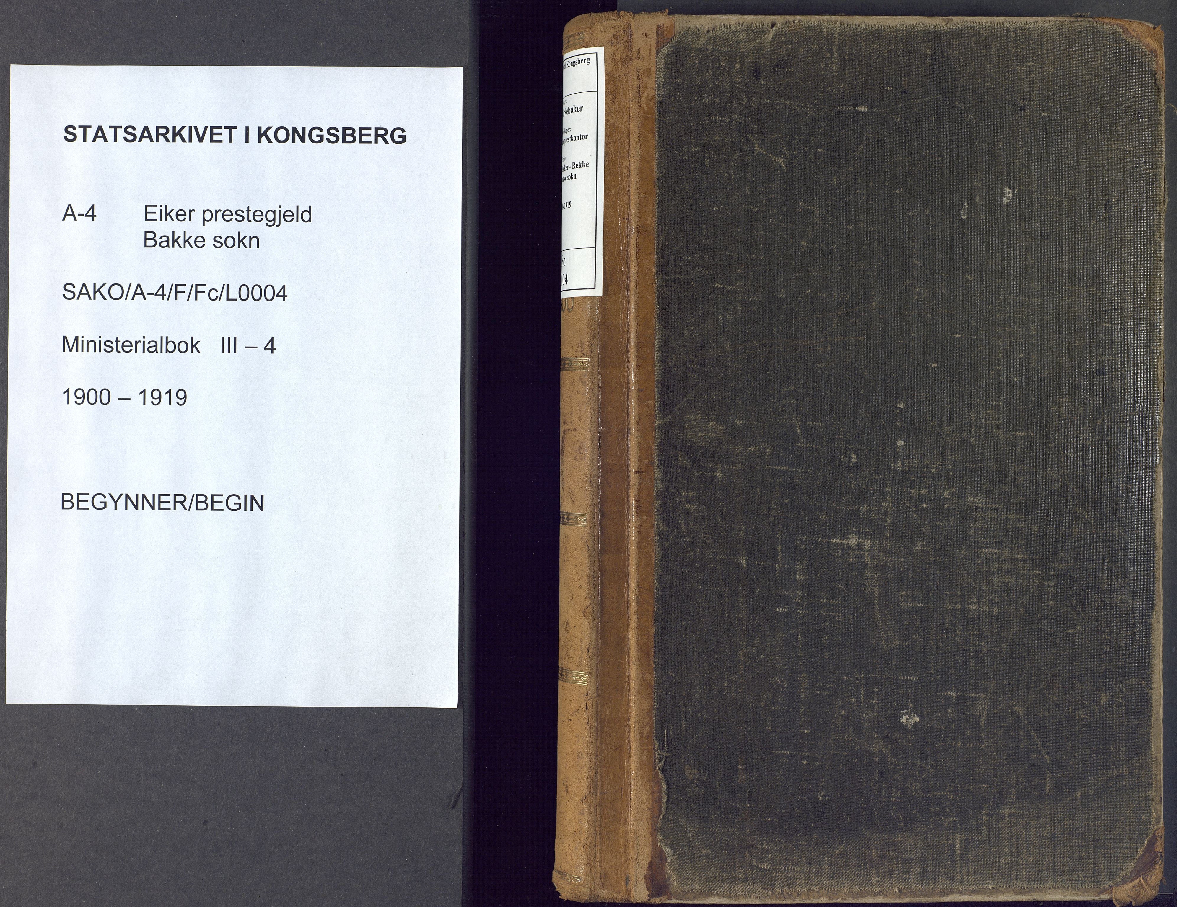 Eiker kirkebøker, SAKO/A-4/F/Fc/L0004: Parish register (official) no. III 4, 1900-1919