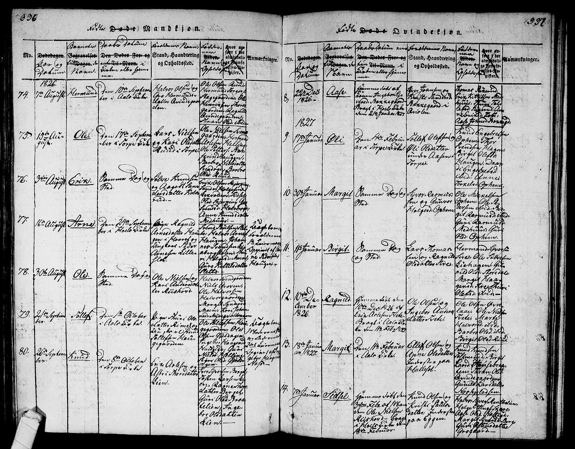 Ål kirkebøker, AV/SAKO-A-249/G/Ga/L0001: Parish register (copy) no. 1, 1815-1829, p. 336-337