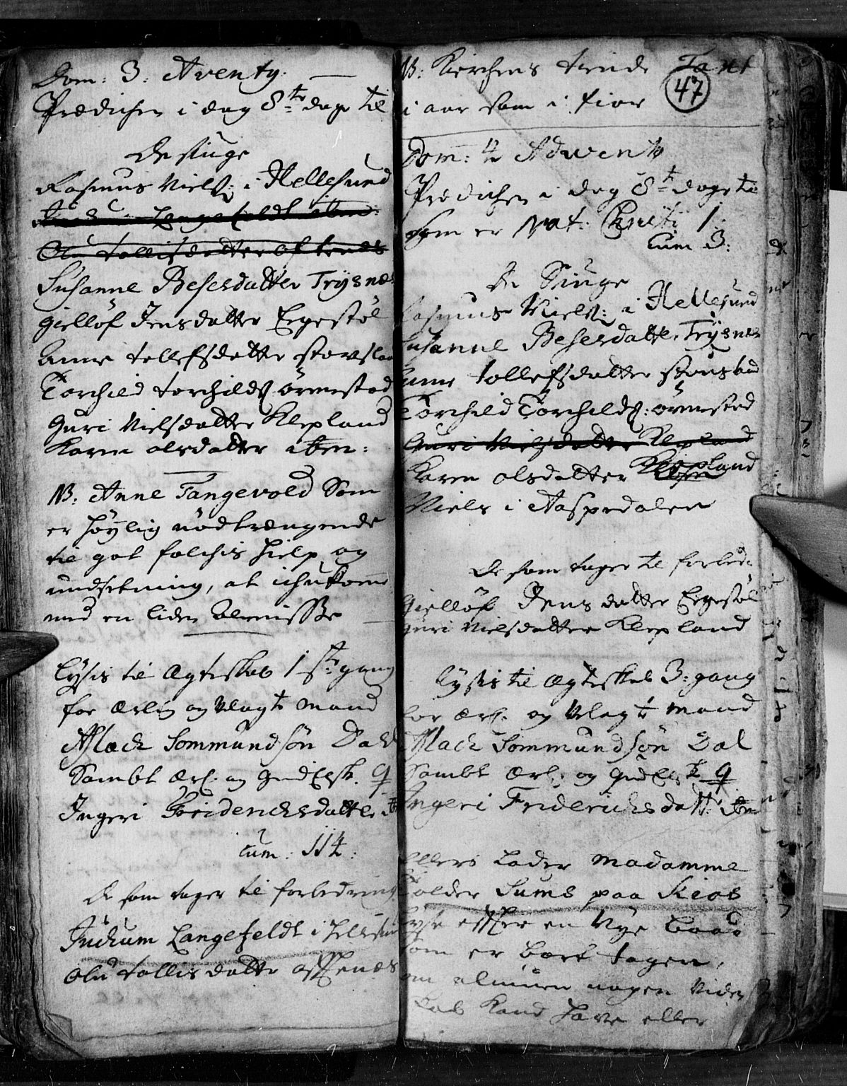 Søgne sokneprestkontor, SAK/1111-0037/F/Fa/Fab/L0001: Parish register (official) no. A 1, 1716-1740, p. 47