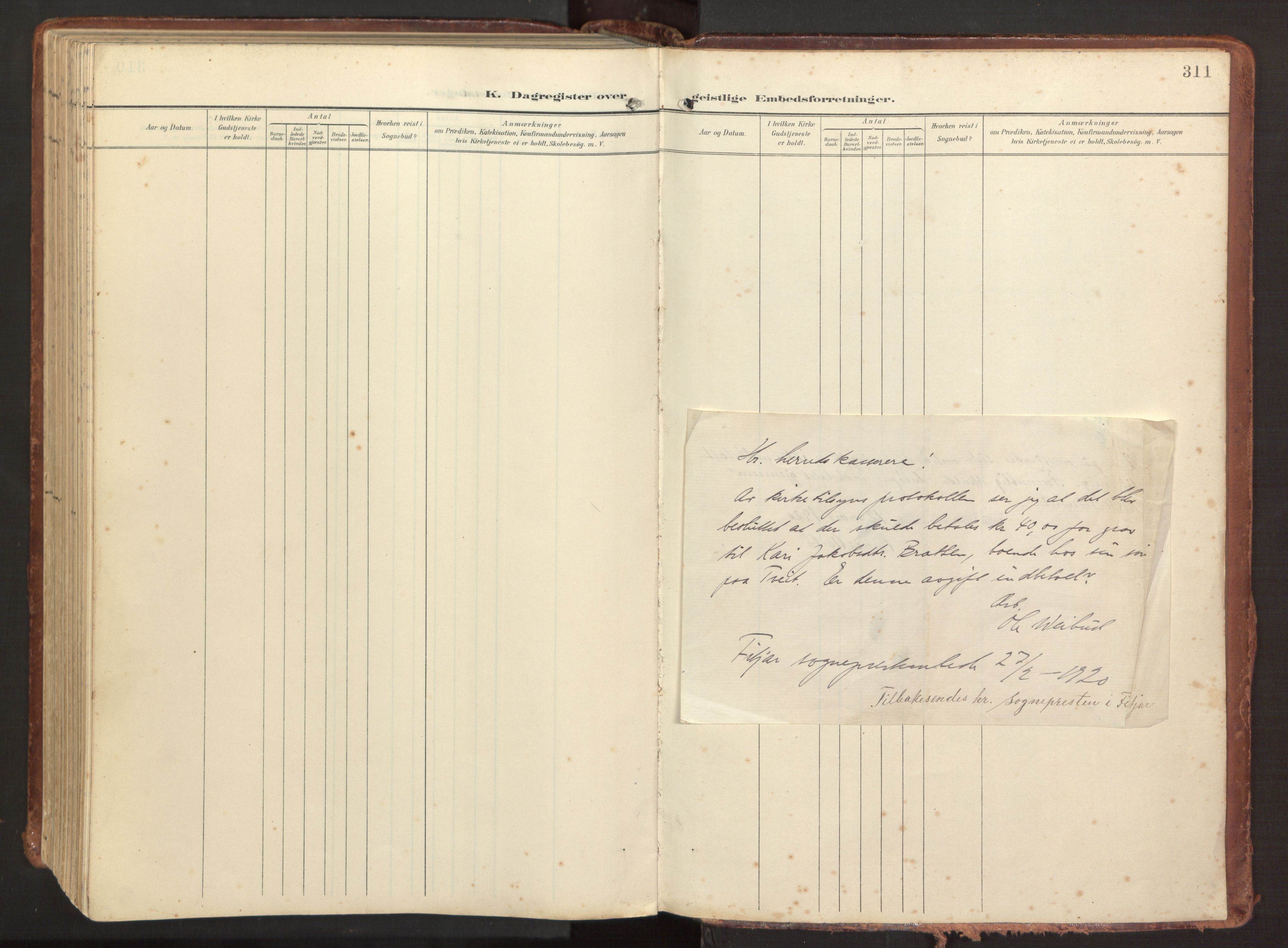 Fitjar sokneprestembete, SAB/A-99926: Parish register (official) no. A 3, 1900-1918, p. 311