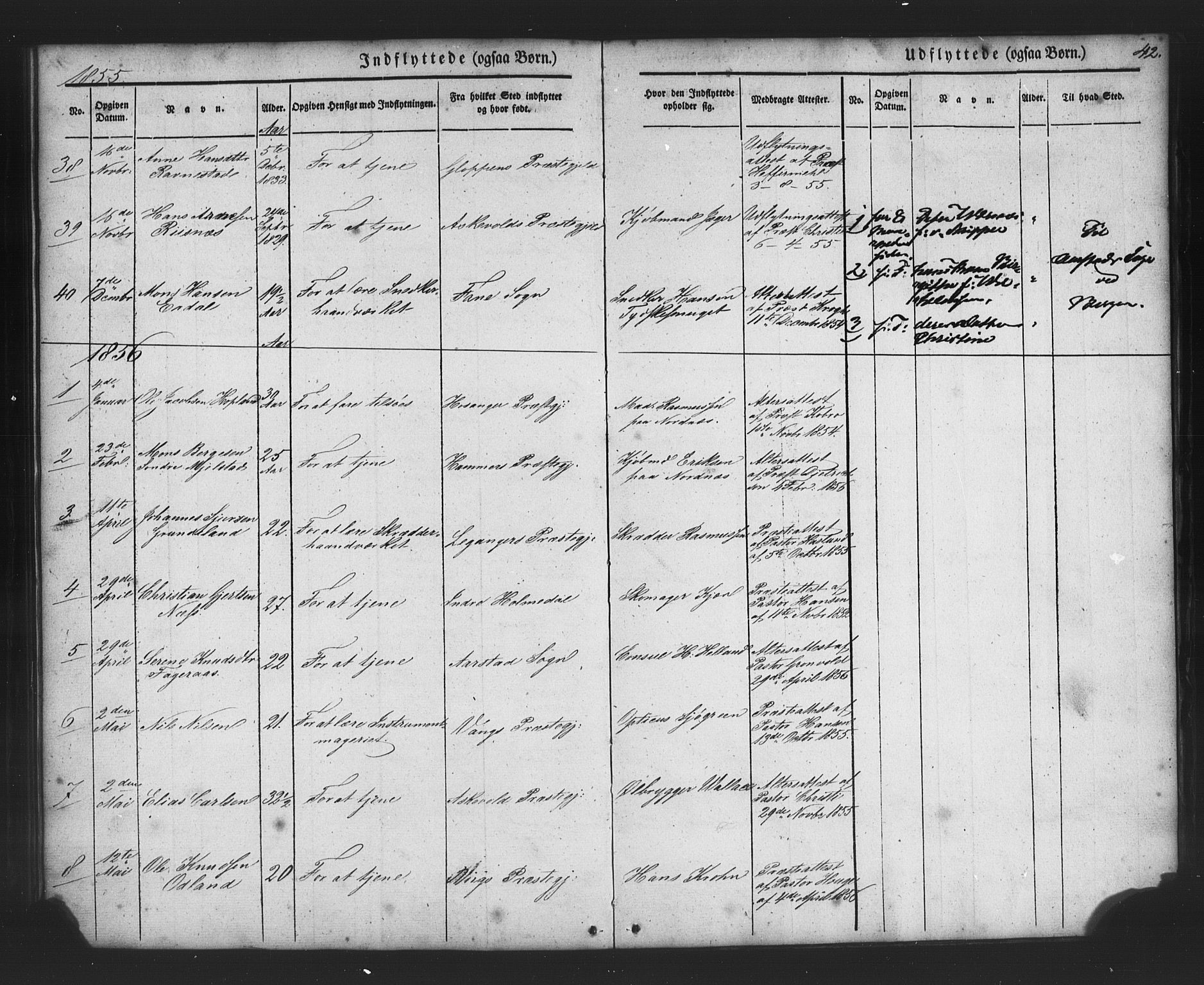 Nykirken Sokneprestembete, SAB/A-77101/H/Haa/L0049: Parish register (official) no. G 1, 1838-1860, p. 42