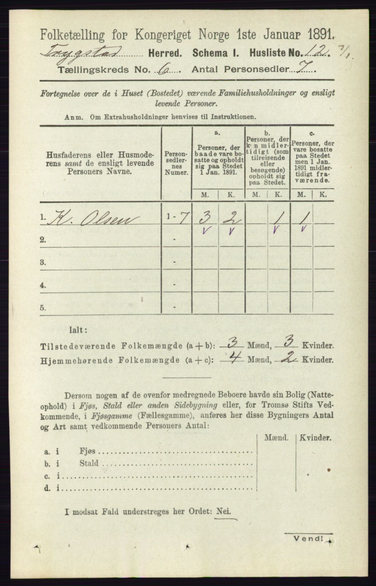 RA, 1891 Census for 0122 Trøgstad, 1891, p. 2435