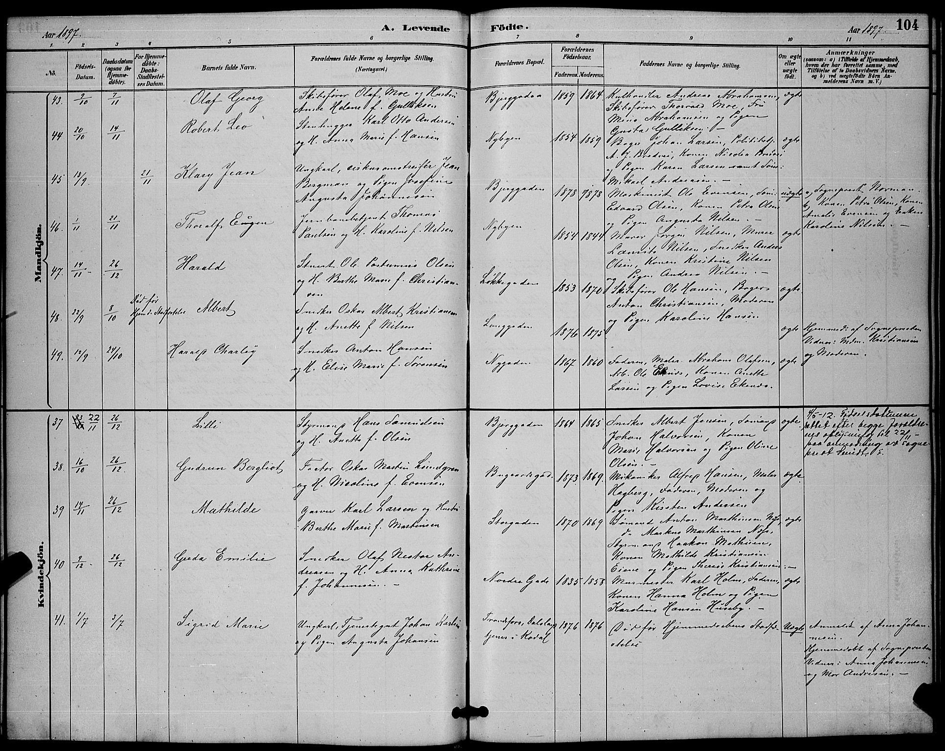 Sandefjord kirkebøker, AV/SAKO-A-315/G/Ga/L0001: Parish register (copy) no. 1, 1885-1903, p. 104