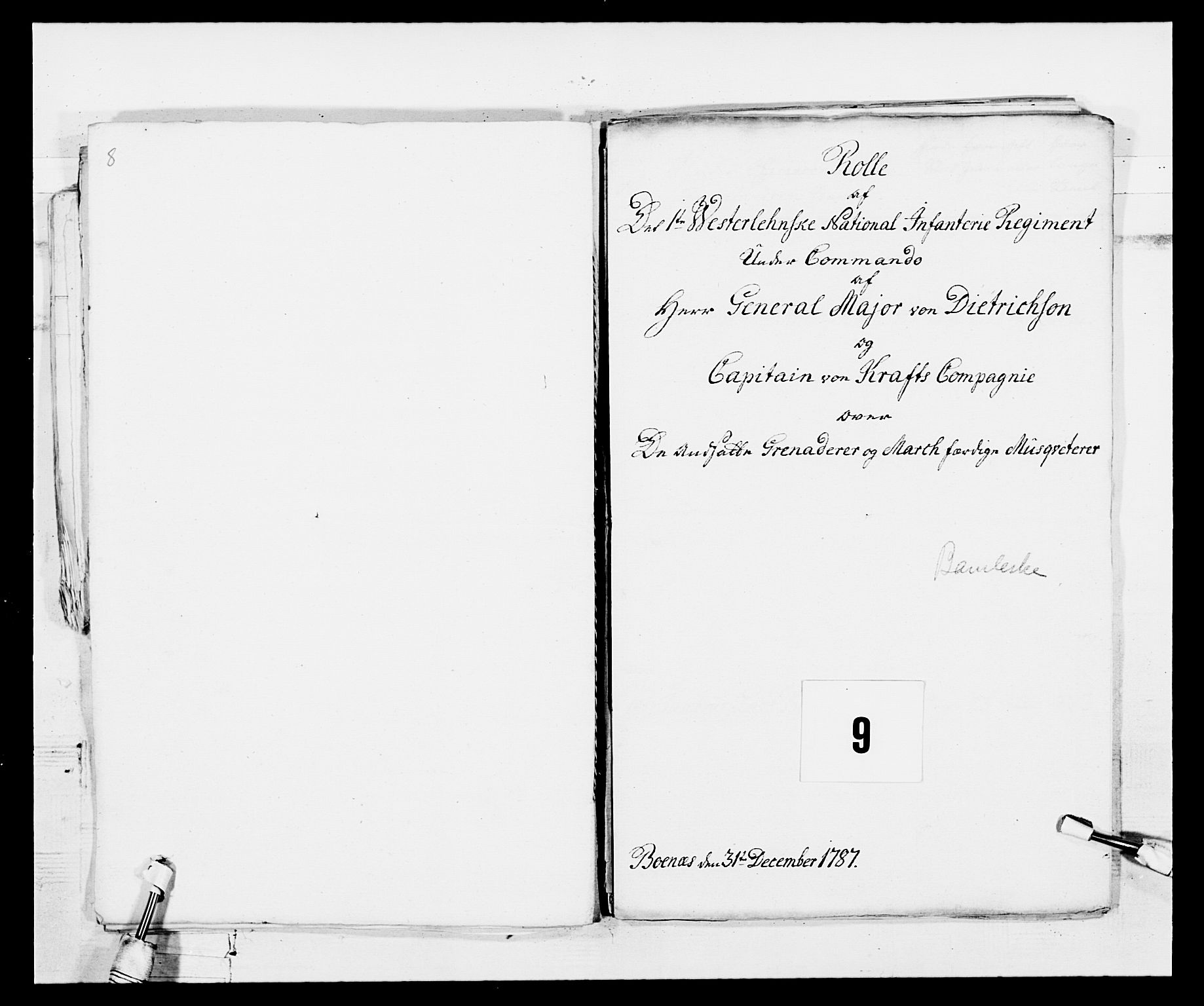 Generalitets- og kommissariatskollegiet, Det kongelige norske kommissariatskollegium, AV/RA-EA-5420/E/Eh/L0103: 1. Vesterlenske nasjonale infanteriregiment, 1782-1789, p. 43