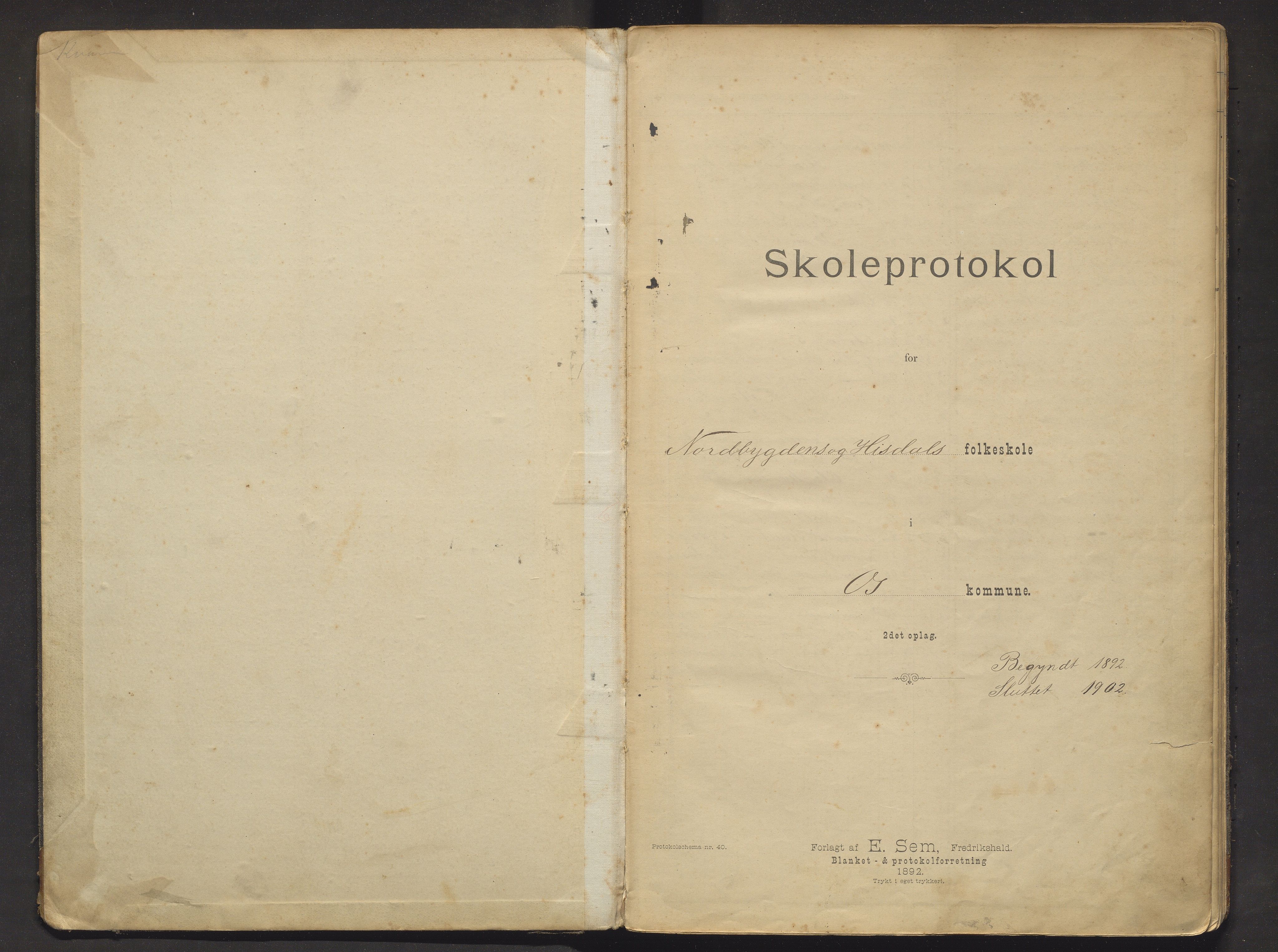 Samnanger kommune. Barneskulane, IKAH/1242-231/F/Fa/L0008a: Skuleprotokoll for Norbygda og Hisdal skule, 1892-1902
