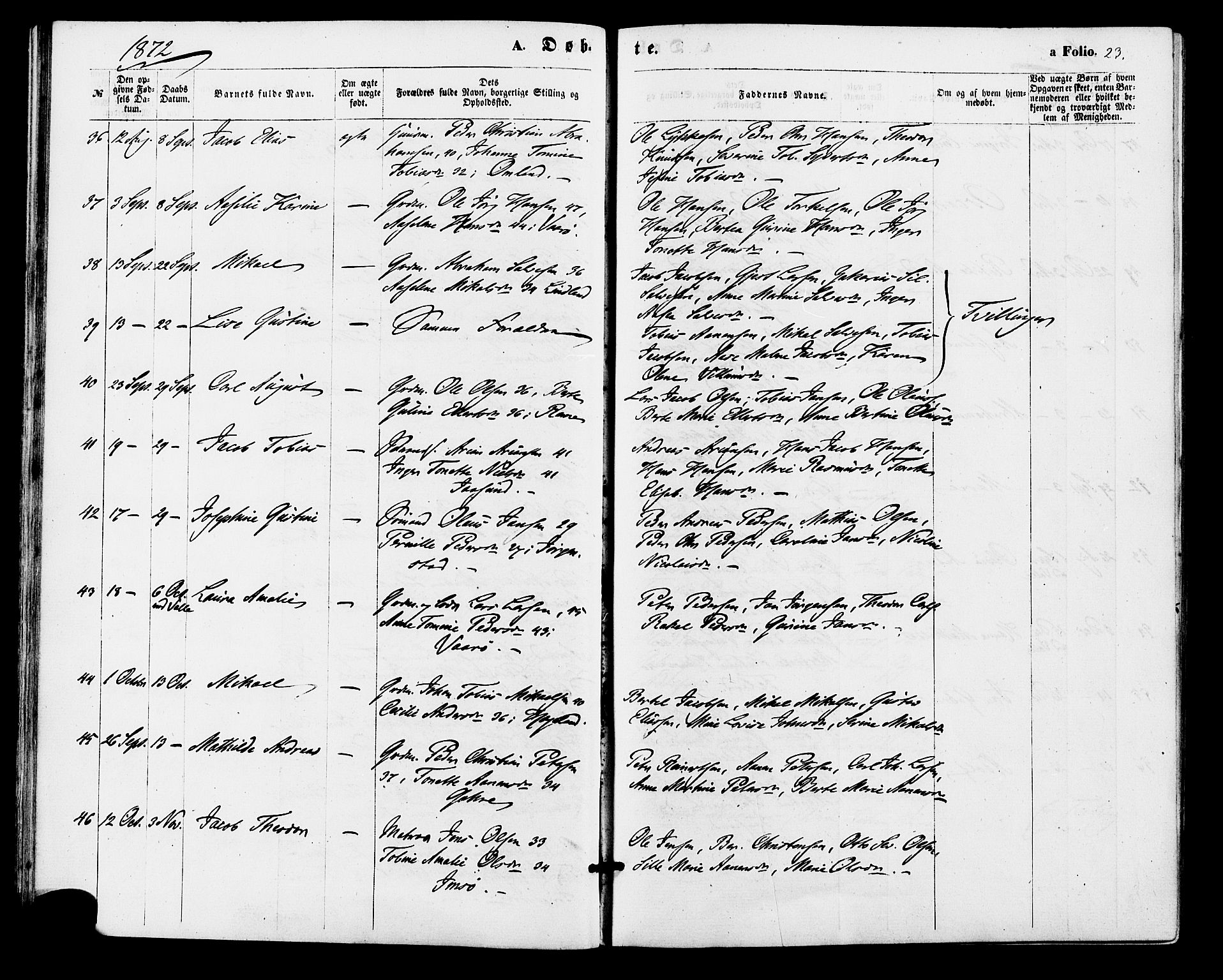Sør-Audnedal sokneprestkontor, AV/SAK-1111-0039/F/Fa/Faa/L0003: Parish register (official) no. A 3, 1868-1883, p. 23