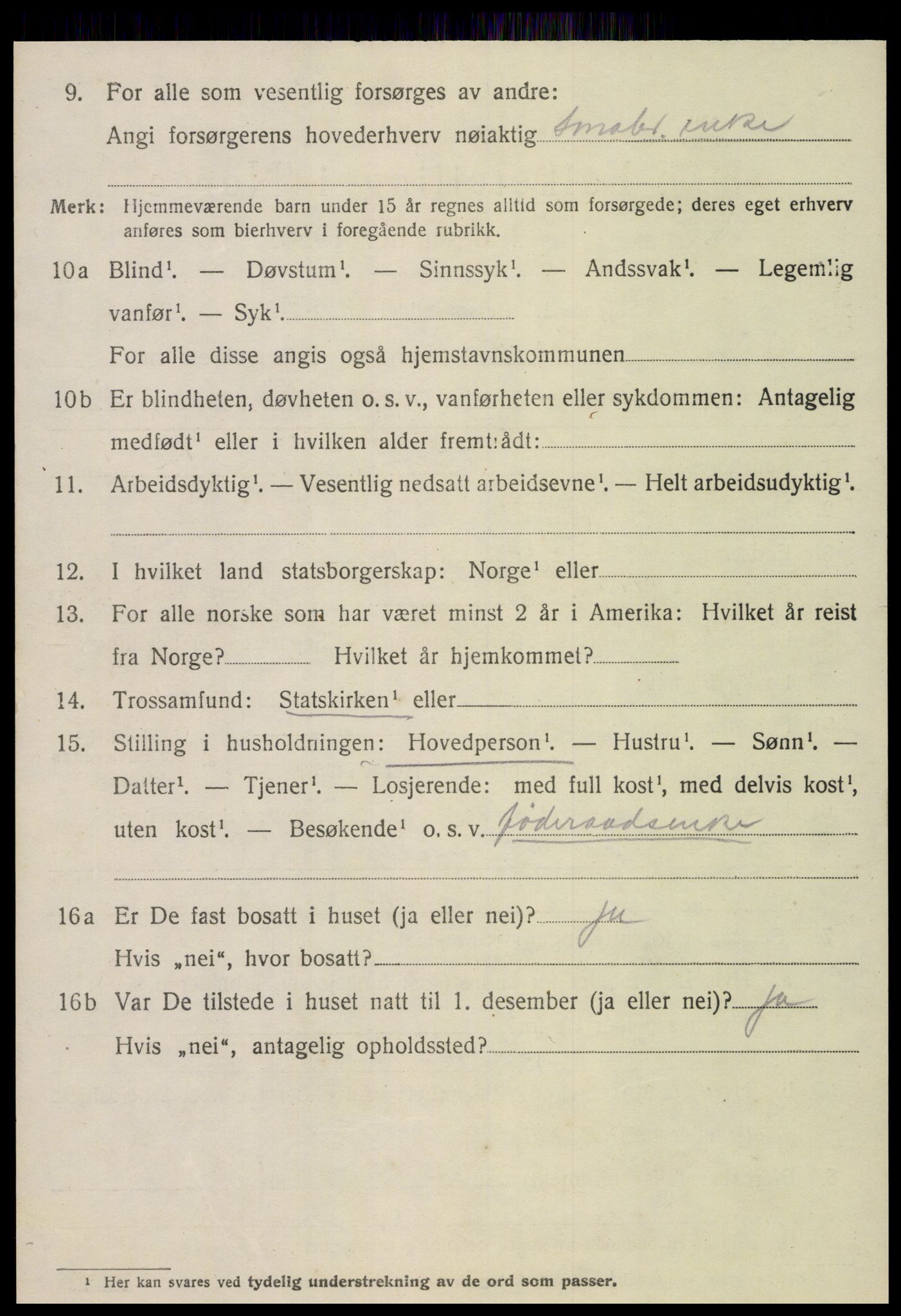 SAT, 1920 census for Veøy, 1920, p. 3076