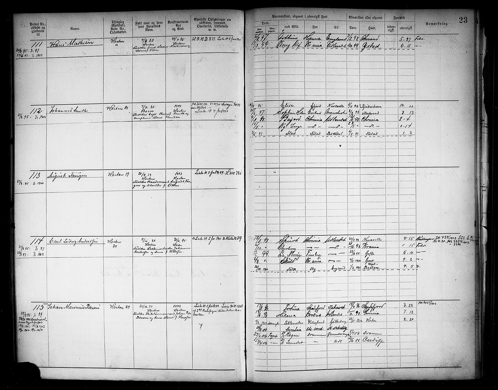 Horten innrulleringskontor, AV/SAKO-A-785/F/Fb/L0006: Annotasjonsrulle, 1889-1911, p. 26