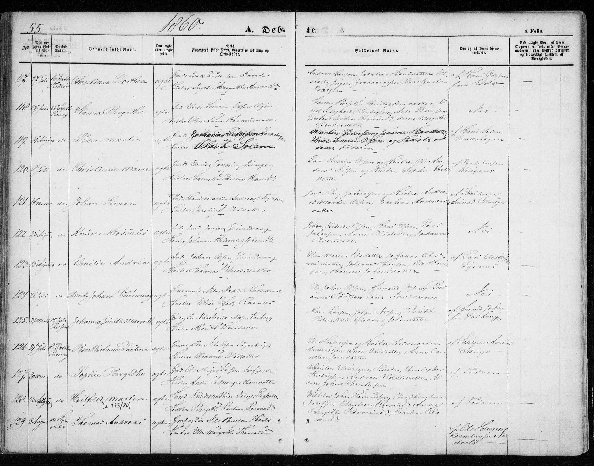 Lenvik sokneprestembete, SATØ/S-1310/H/Ha/Haa/L0007kirke: Parish register (official) no. 7, 1855-1865, p. 55
