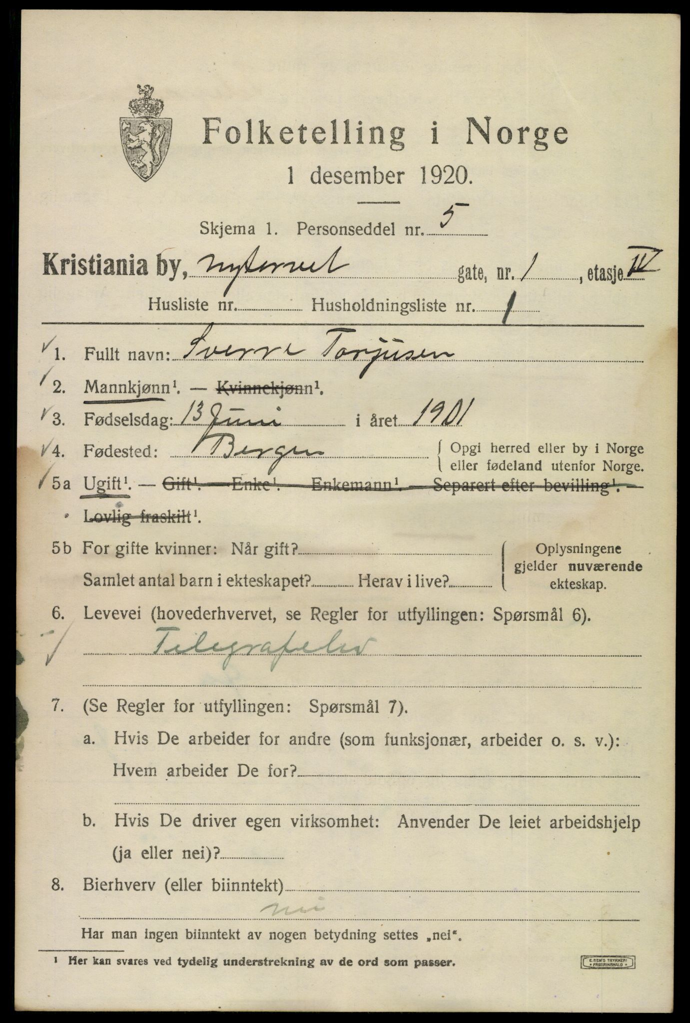 SAO, 1920 census for Kristiania, 1920, p. 427715