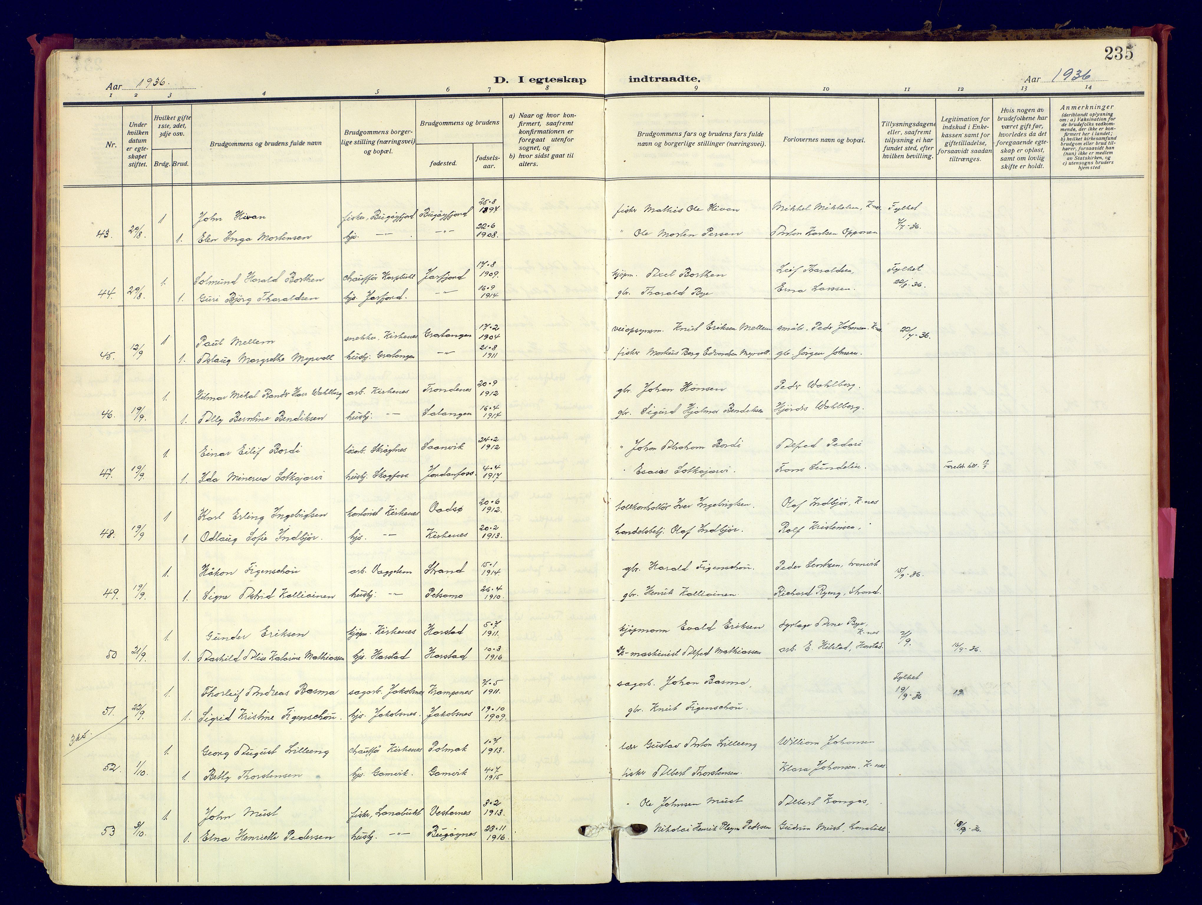 Sør-Varanger sokneprestkontor, AV/SATØ-S-1331/H/Ha/L0007kirke: Parish register (official) no. 7, 1927-1937, p. 235