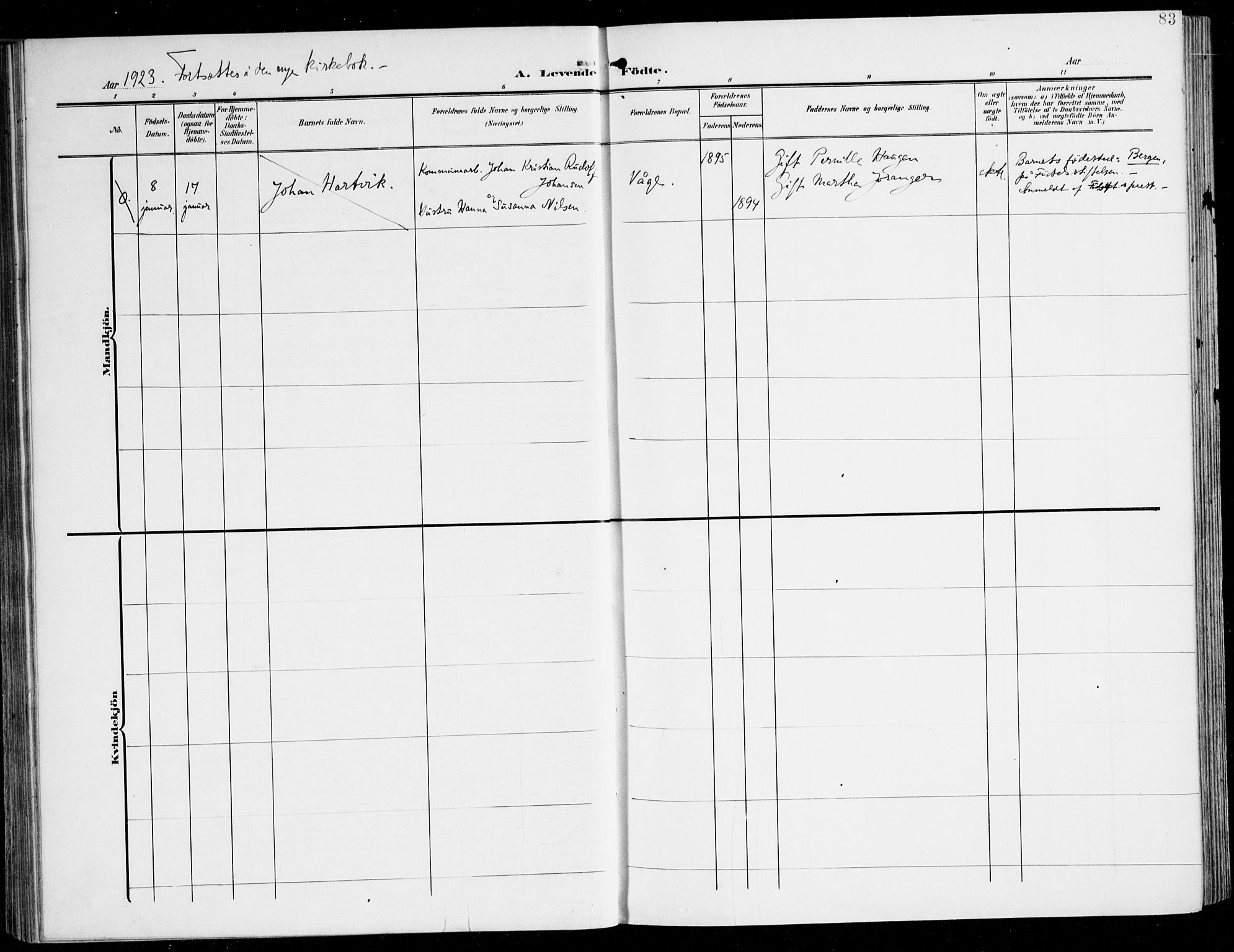 Tysnes sokneprestembete, AV/SAB-A-78601/H/Haa: Parish register (official) no. D 2, 1905-1922, p. 83