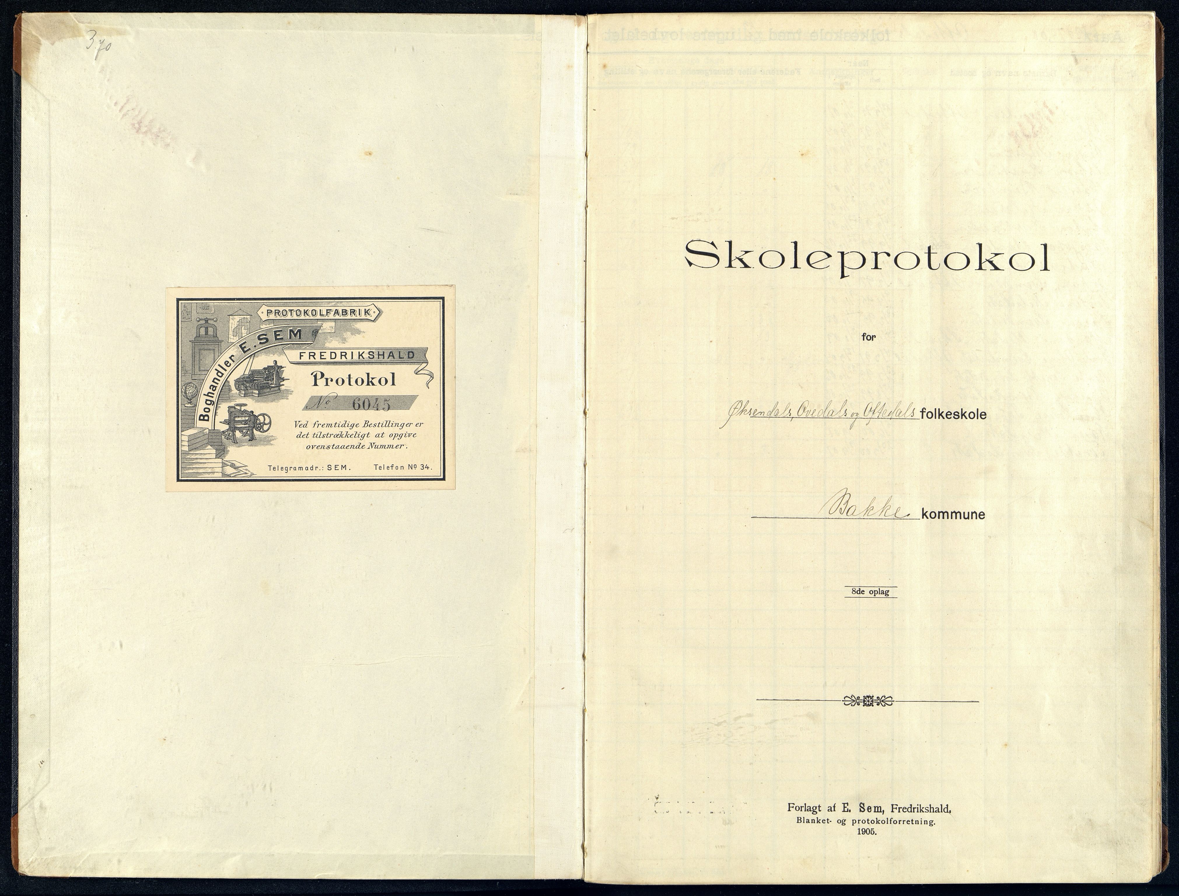 Bakke kommune - Øksendal Skole, ARKSOR/1004BA552/H/L0006: Skoleprotokoll, 1907-1914