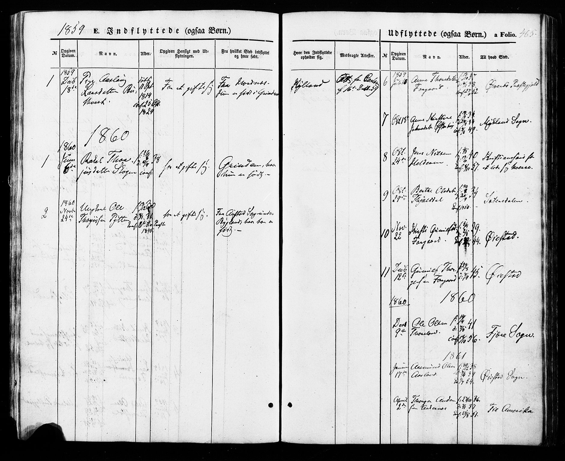 Åseral sokneprestkontor, SAK/1111-0051/F/Fa/L0002: Parish register (official) no. A 2, 1854-1884, p. 465