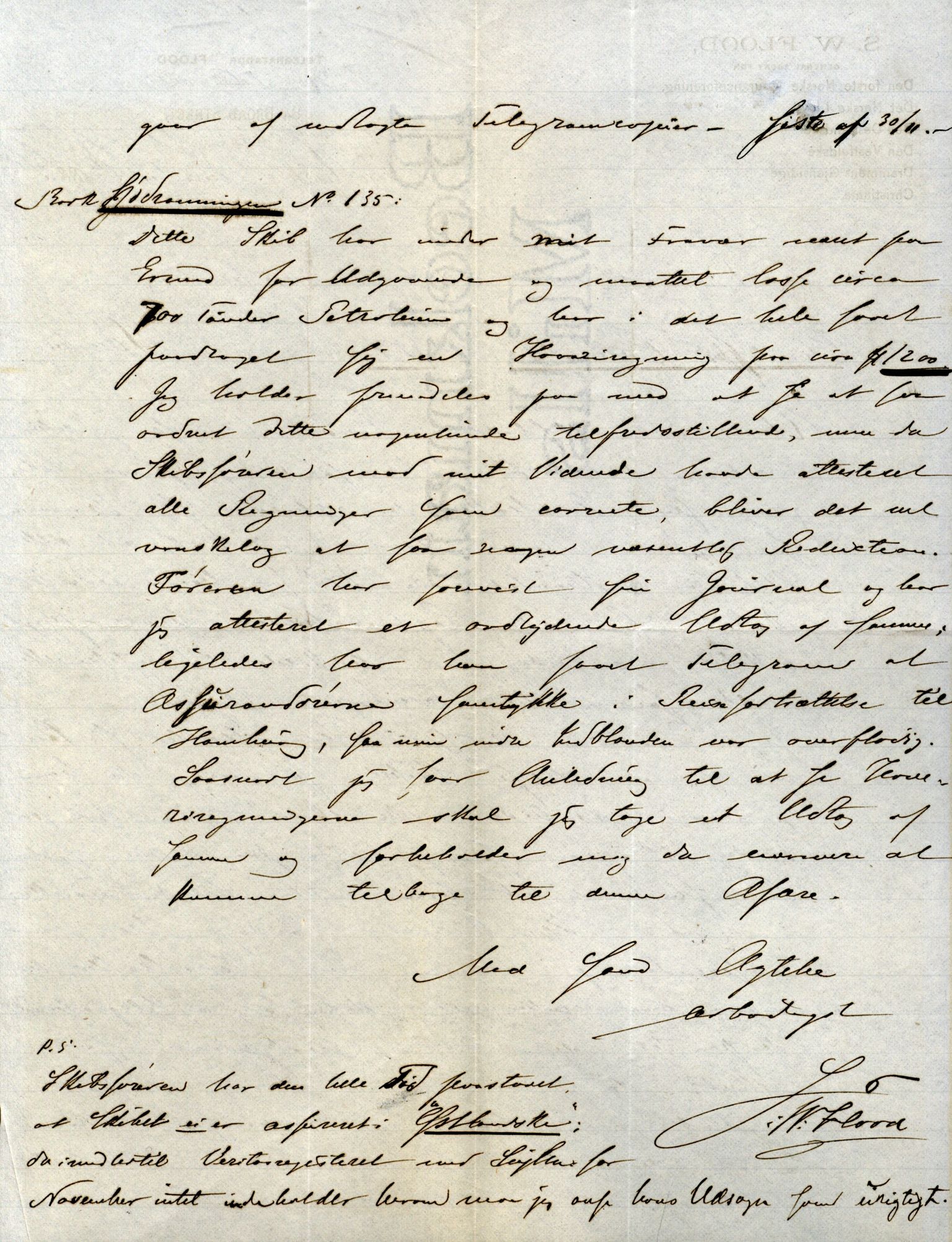 Pa 63 - Østlandske skibsassuranceforening, VEMU/A-1079/G/Ga/L0019/0013: Havaridokumenter / Christopher Columbus, Roma, Condor, Sjødronningen, 1886, p. 5