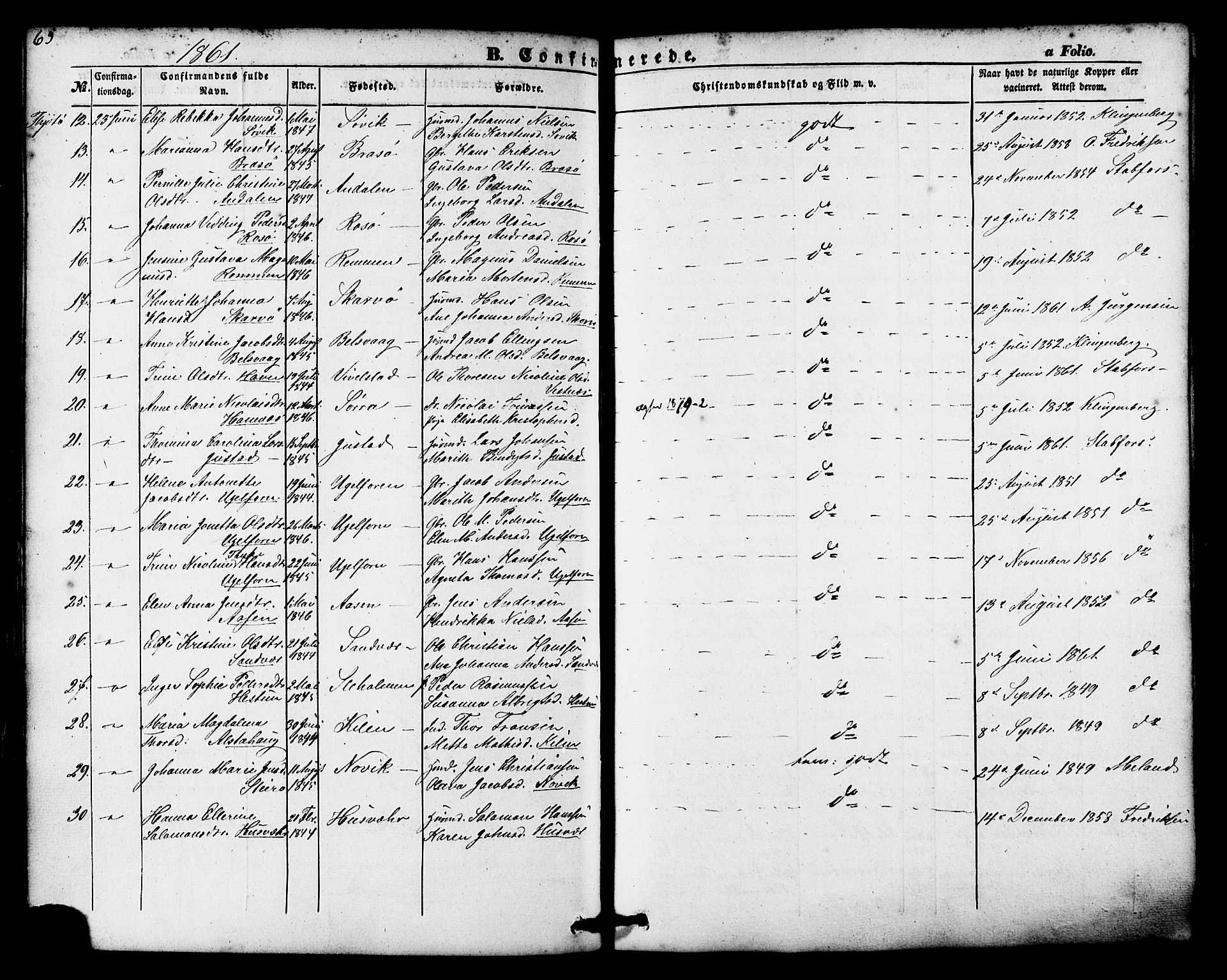 Ministerialprotokoller, klokkerbøker og fødselsregistre - Nordland, SAT/A-1459/830/L0448: Parish register (official) no. 830A12, 1855-1878, p. 65